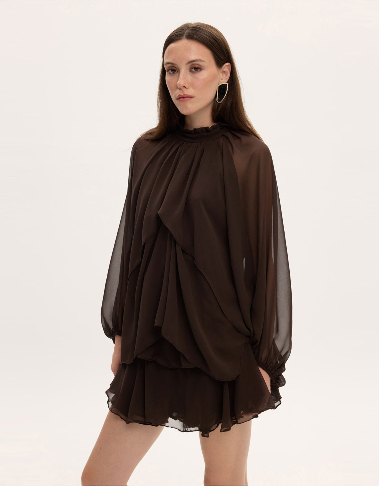 Ciel Concept Melanie brown ruffle dress