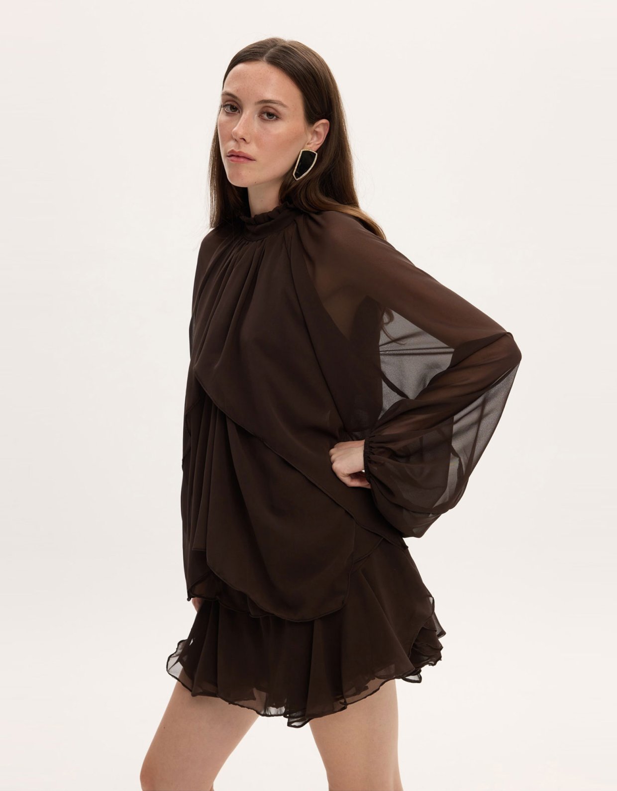 Ciel Concept Melanie brown ruffle dress