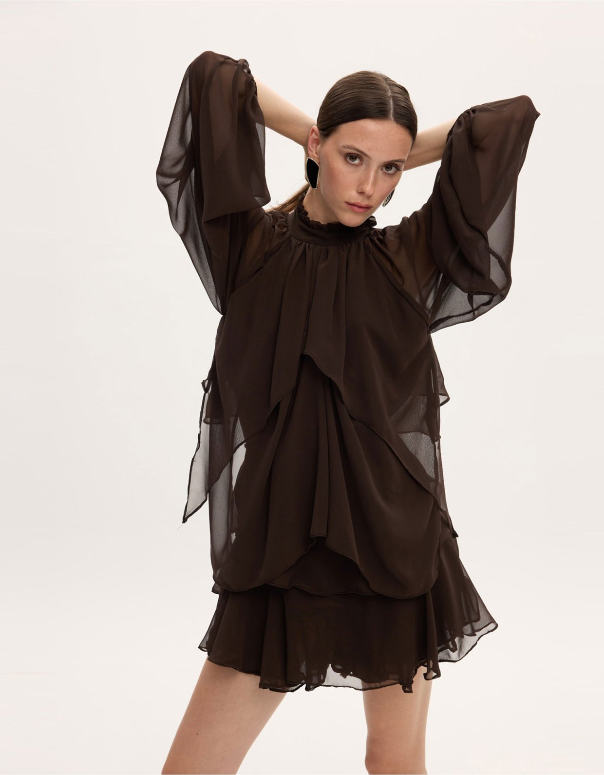 Ciel Concept Melanie brown ruffle dress