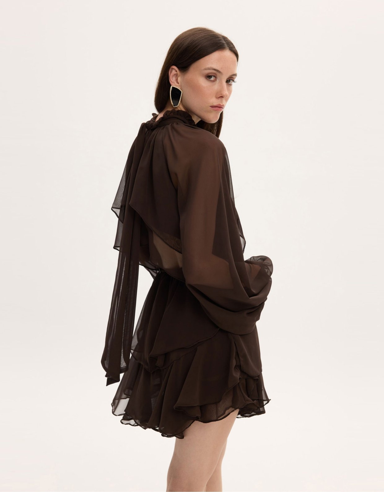 Ciel Concept Melanie brown ruffle dress
