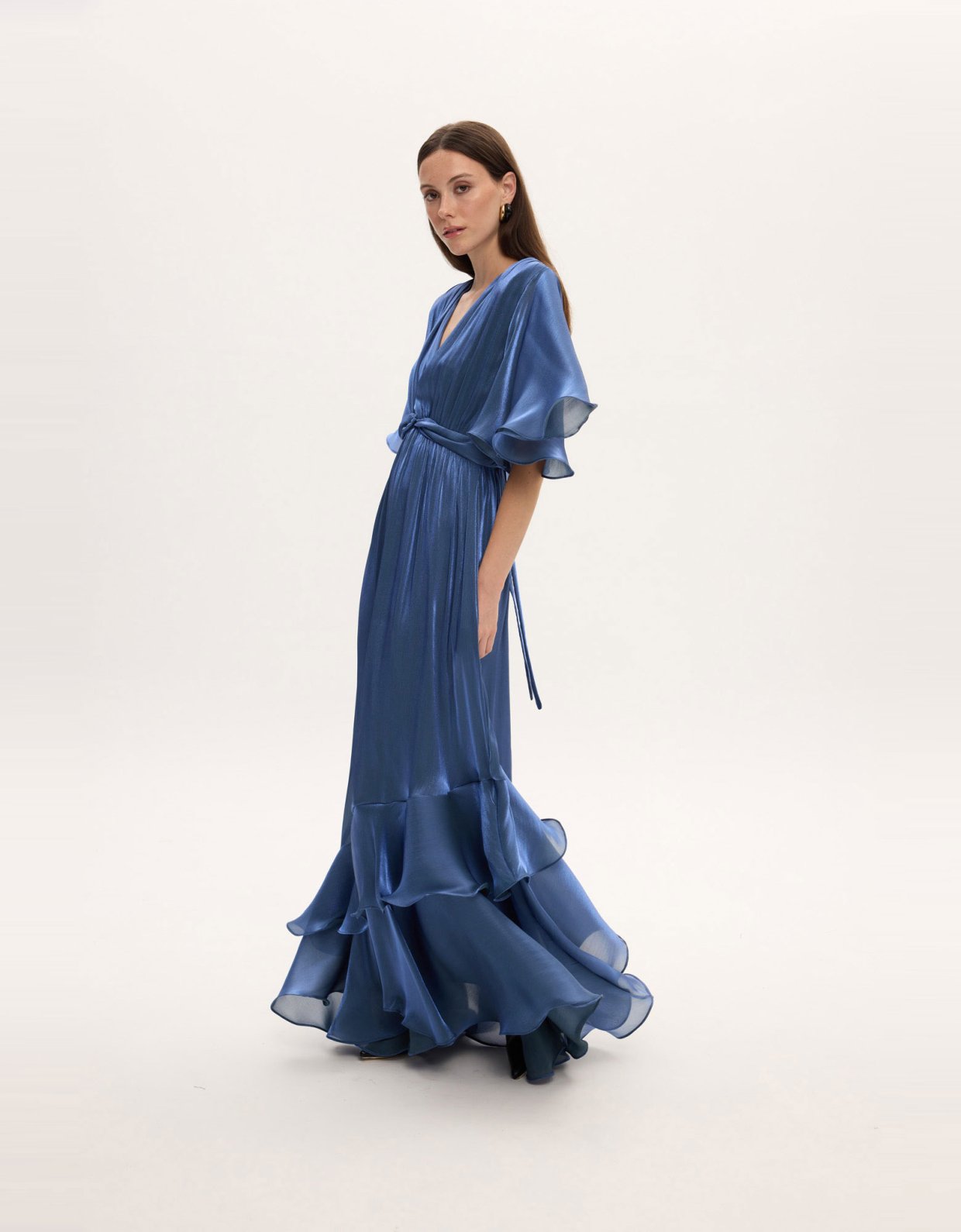 Ciel Concept Fall for you long ruffle dress blue
