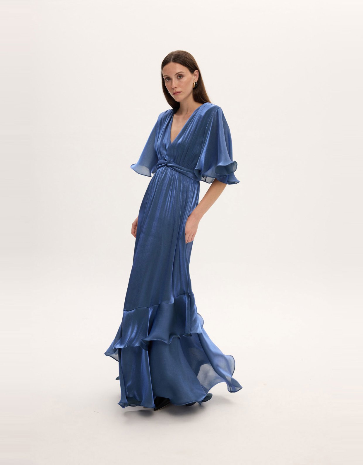 Ciel Concept Fall for you long ruffle dress blue