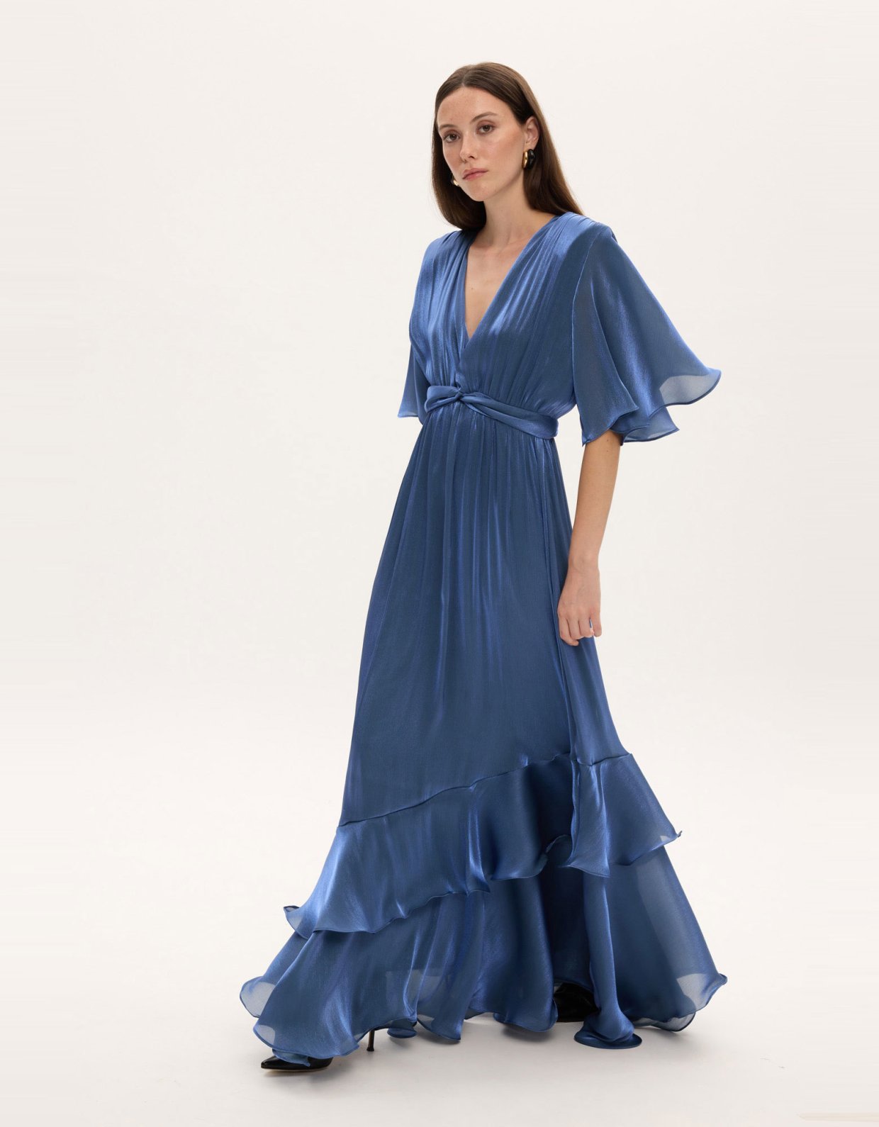 Ciel Concept Fall for you long ruffle dress blue