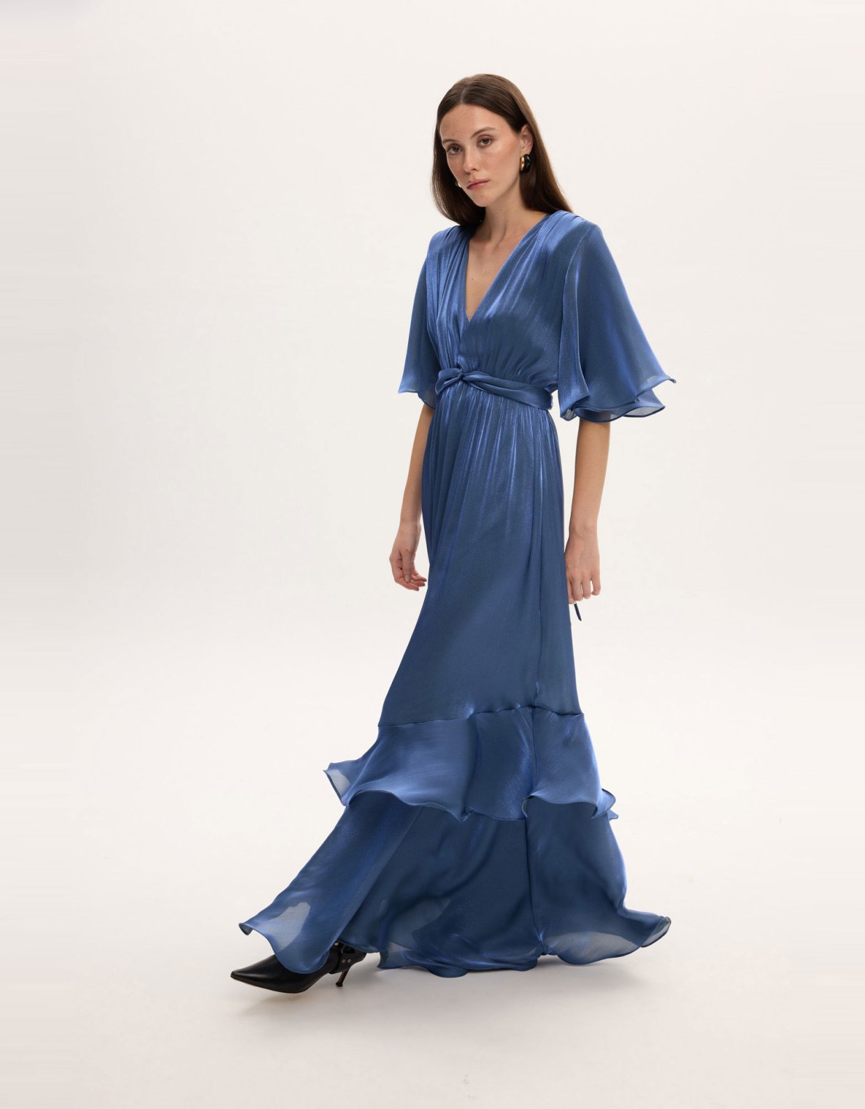 Ciel Concept Fall for you long ruffle dress blue