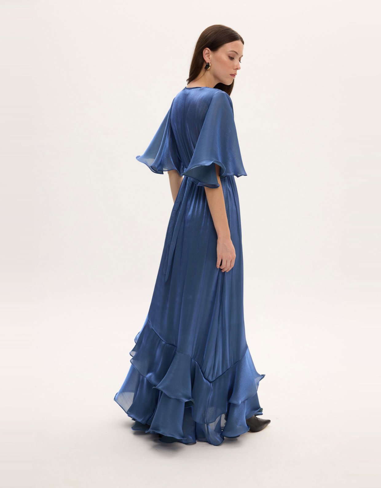 Ciel Concept Fall for you long ruffle dress blue