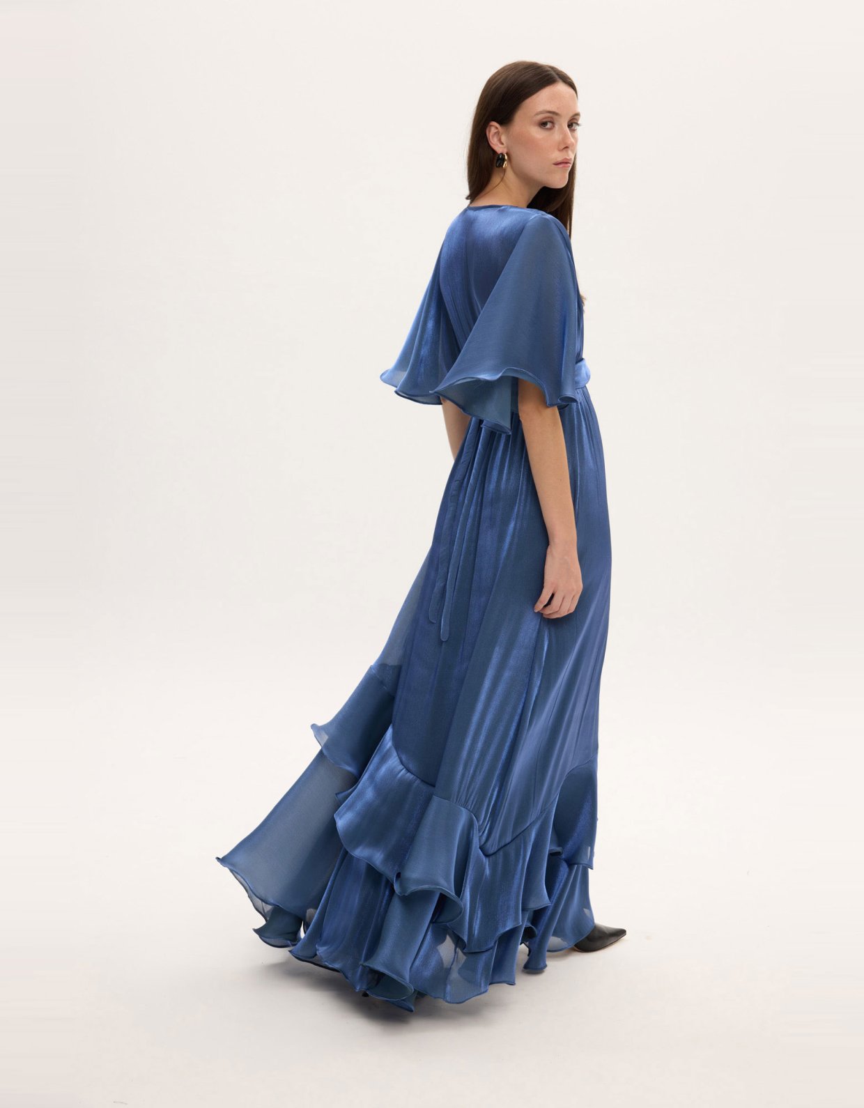 Ciel Concept Fall for you long ruffle dress blue