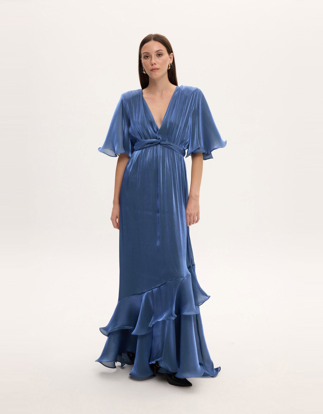 Ciel Concept Fall for you long ruffle dress blue