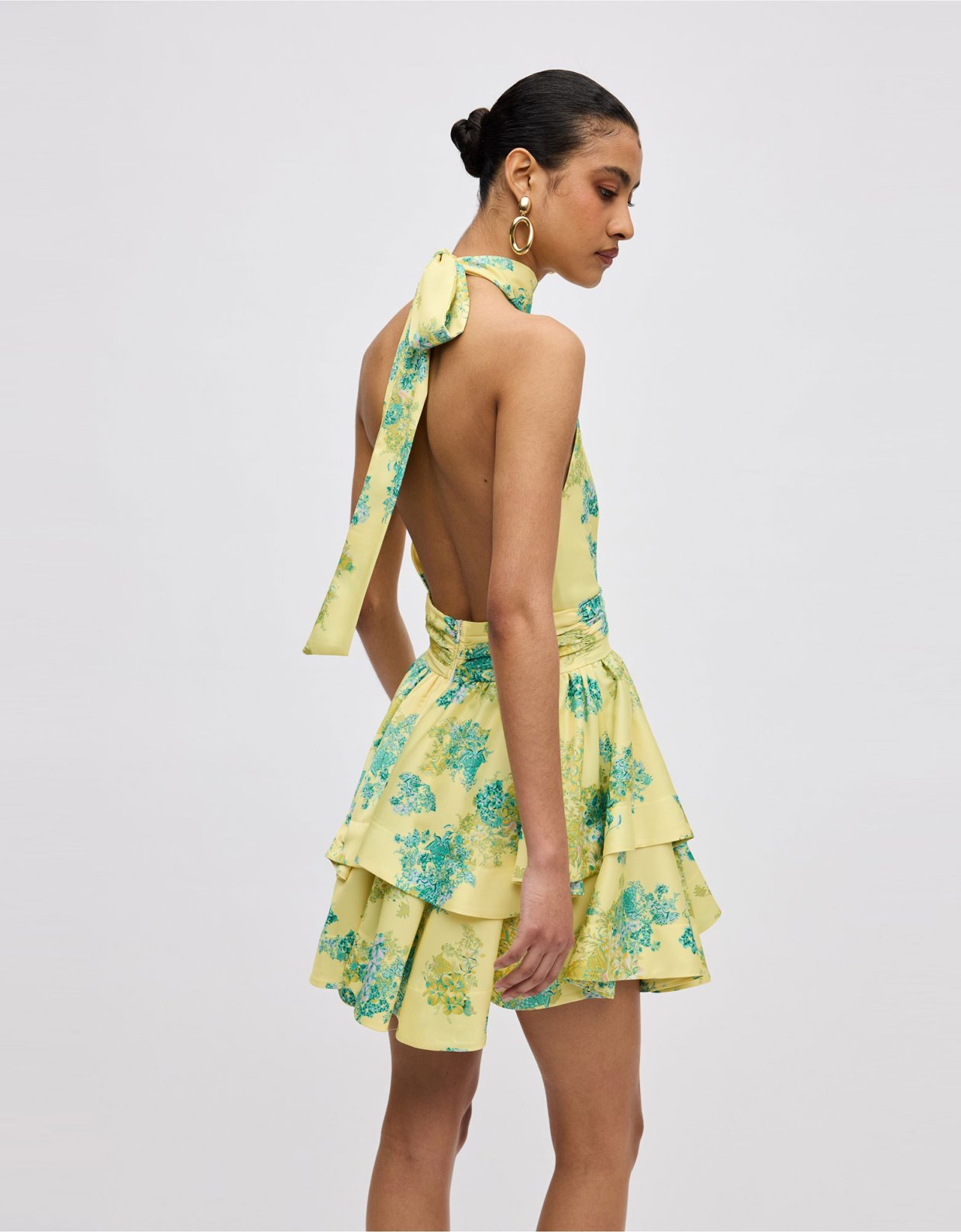 Ciel Concept Lime petals mini halterneck dress