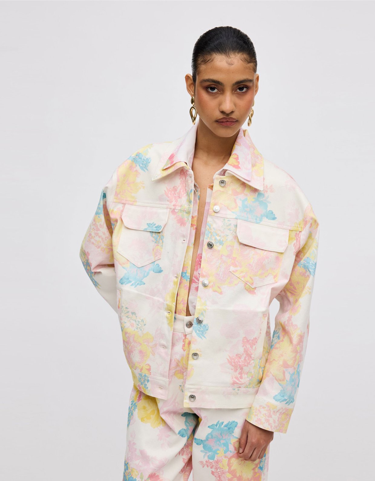 Ciel Concept Floral mist denim jacket