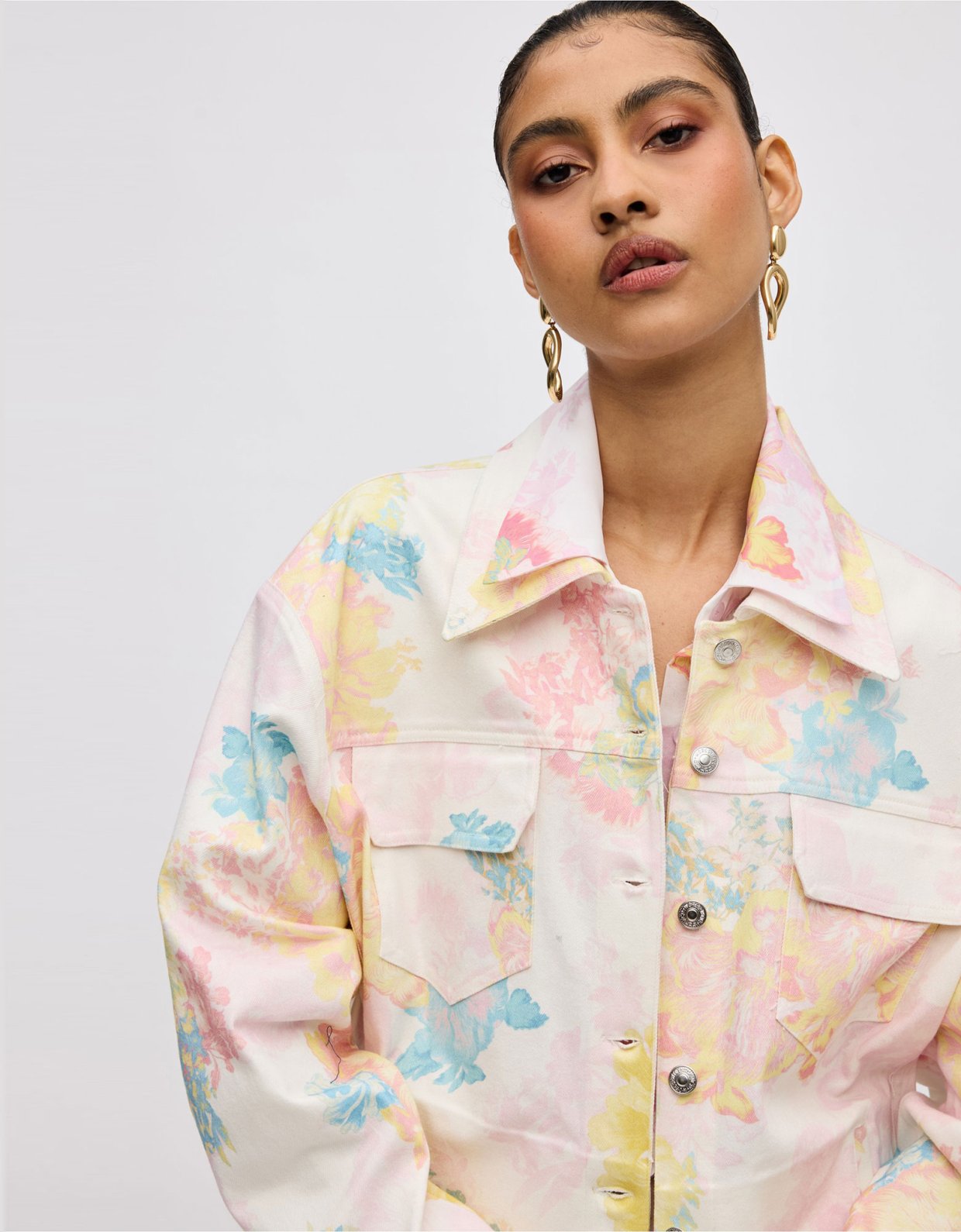 Ciel Concept Floral mist denim jacket