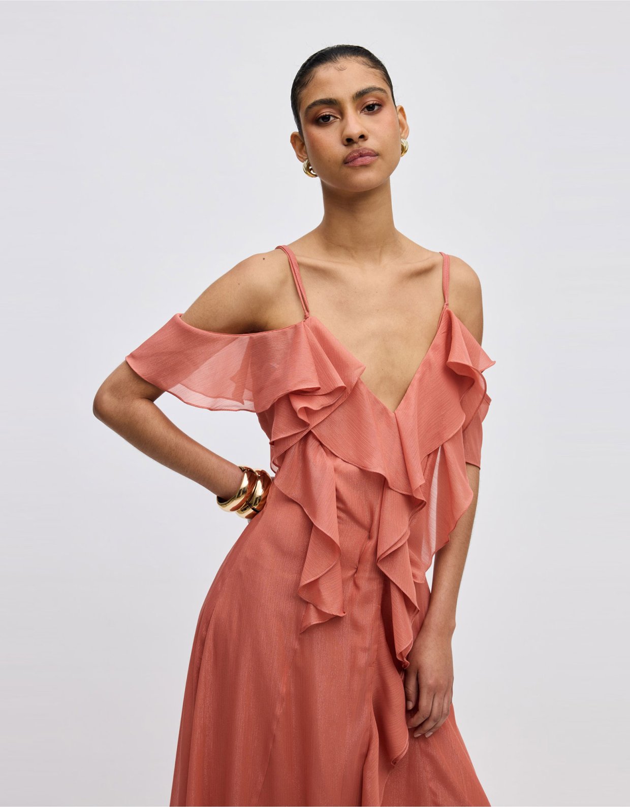 Ciel Concept Agapi ruffle dress salmon