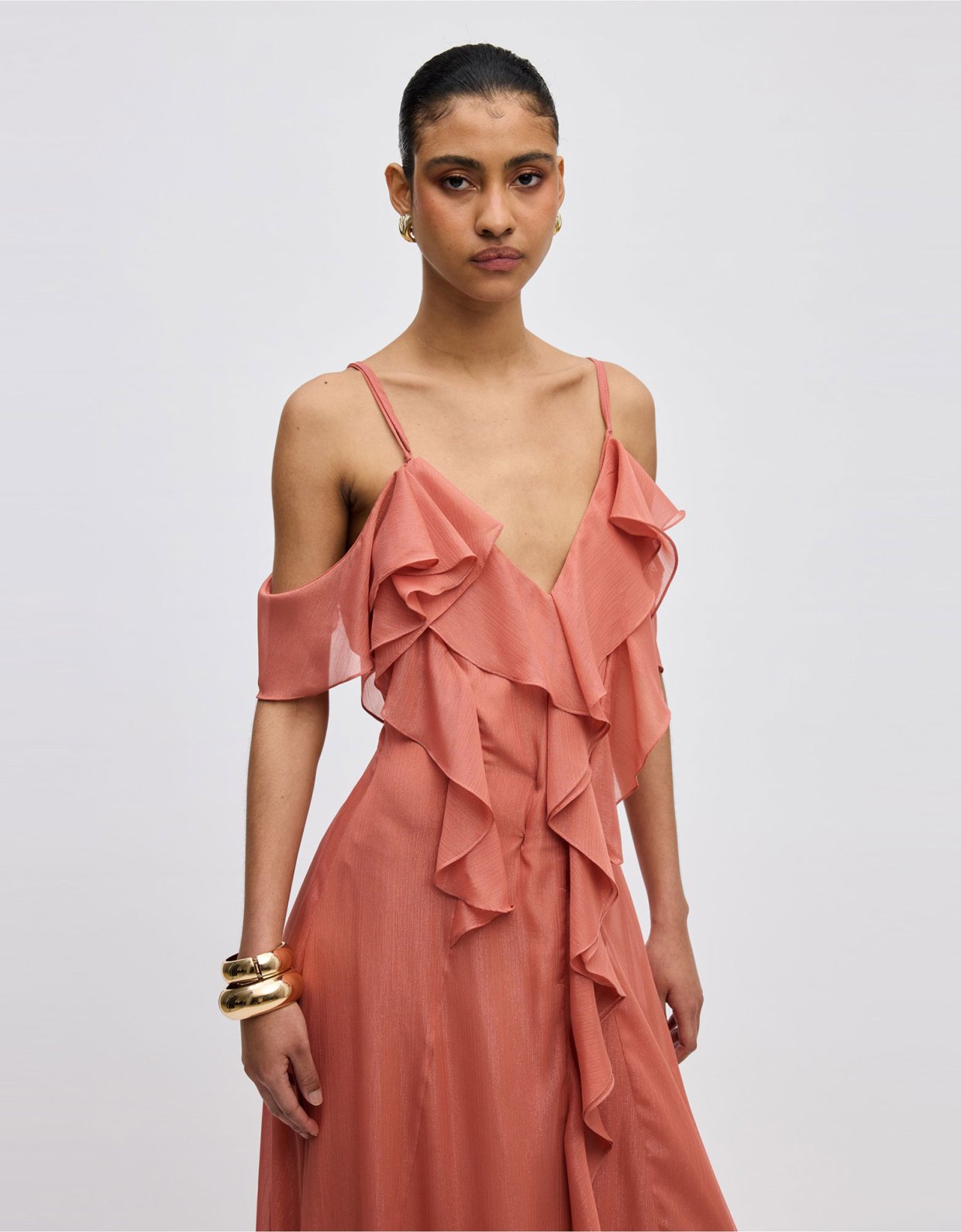 Ciel Concept Agapi ruffle dress salmon