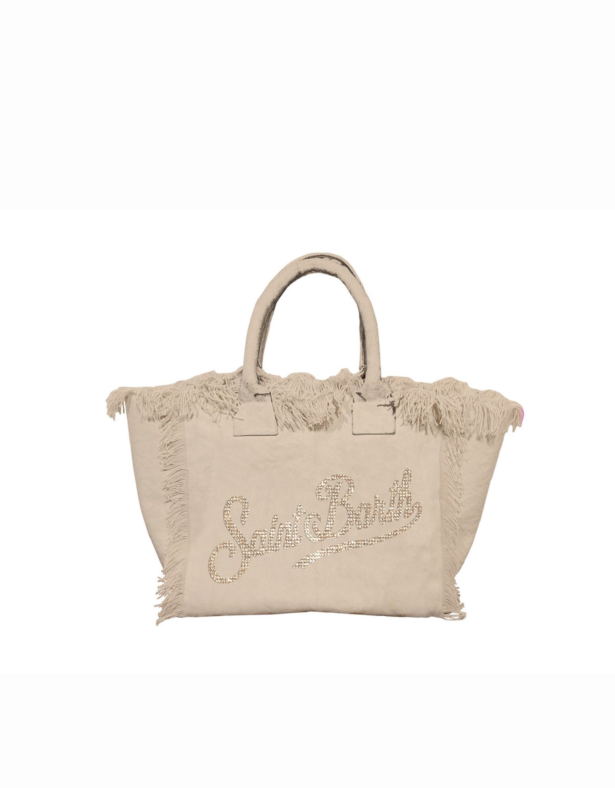 MC2 Saint Barth Beige Colette bag with rhinestone logo