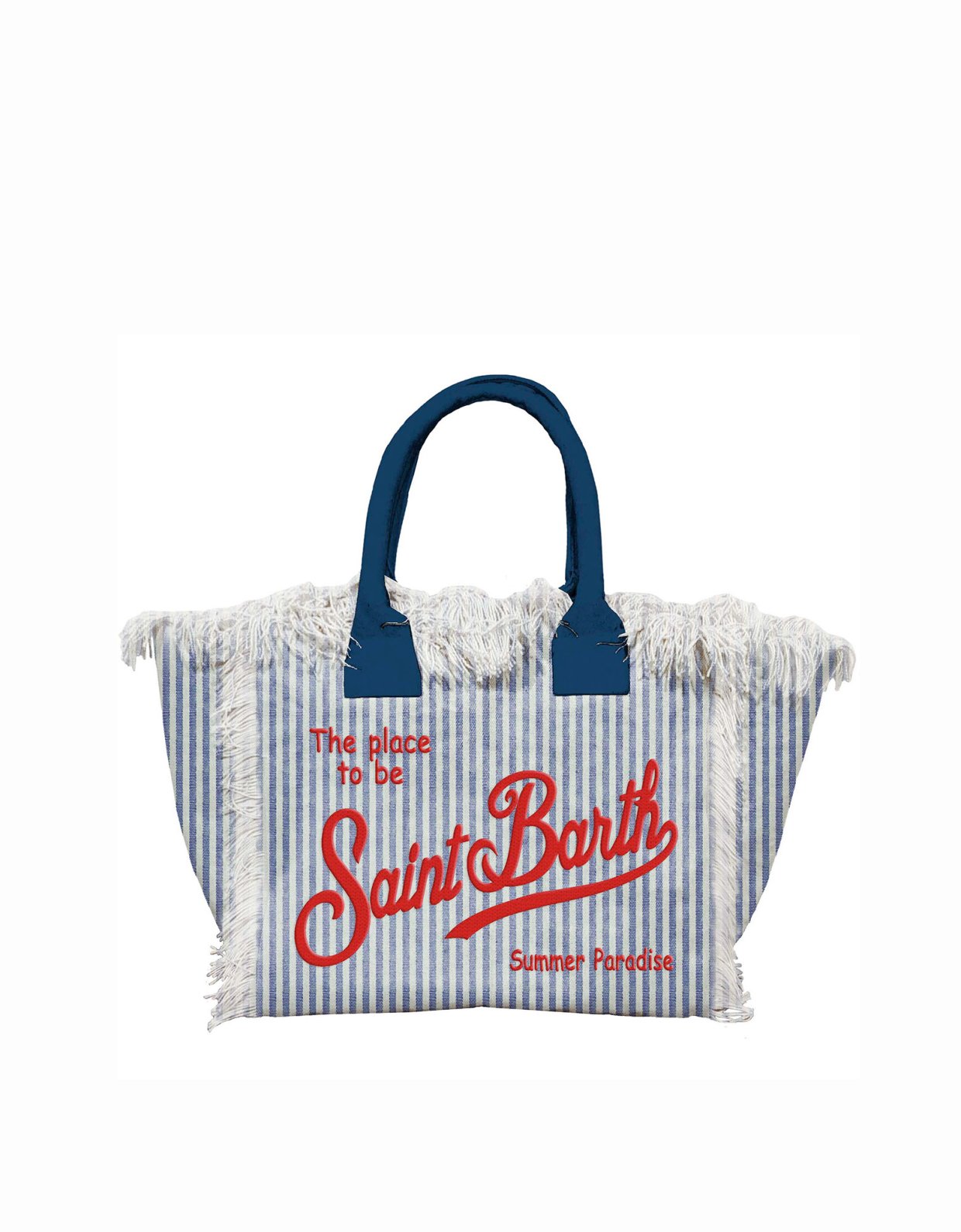 MC2 Saint Barth Colette canvas bag with mini dark blue stripes