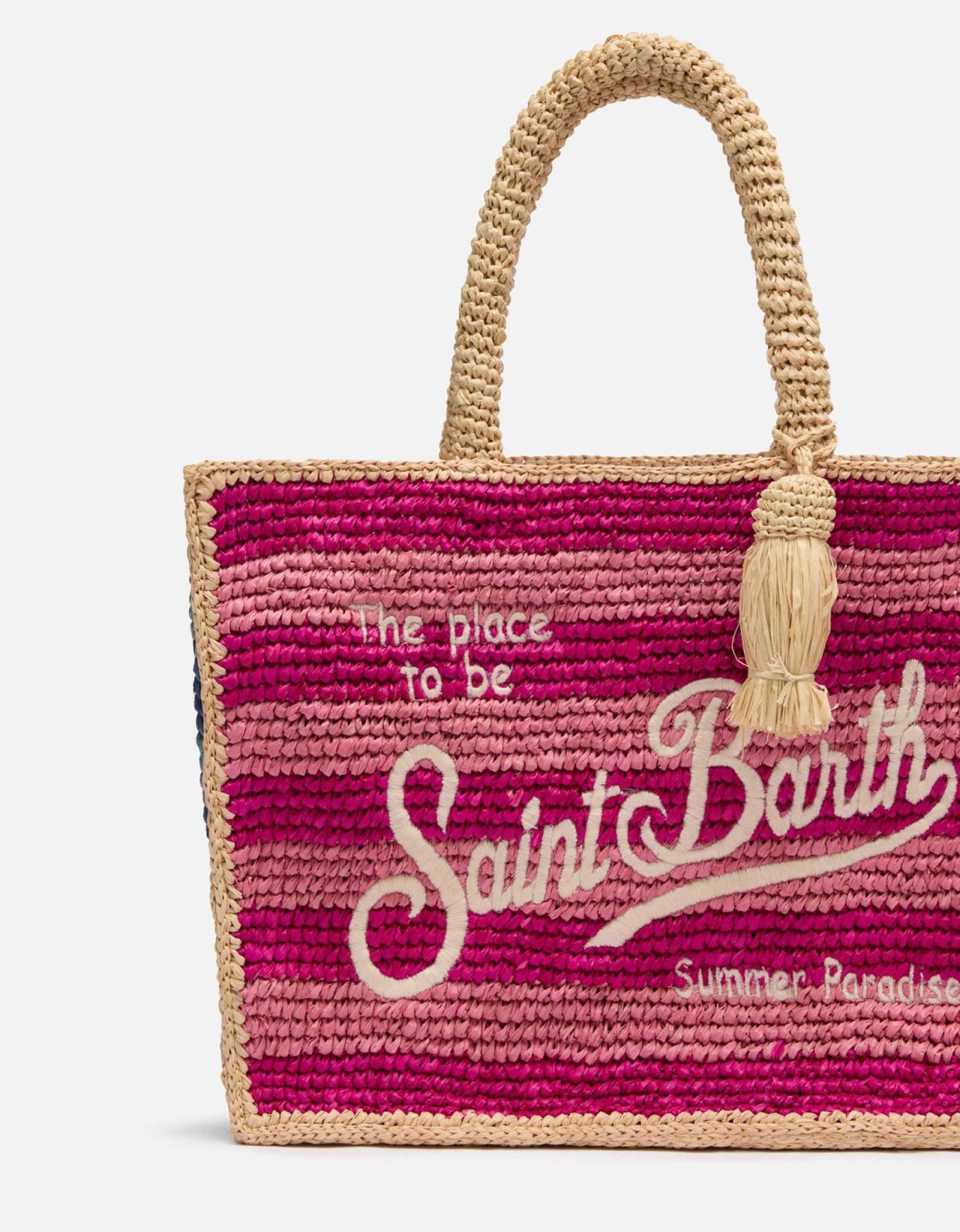MC2 Saint Barth Colette raffia multicolor striped handbag with logo embroidery