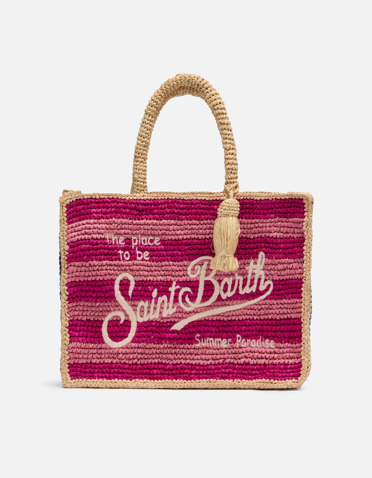 MC2 Saint Barth Colette raffia multicolor striped handbag with logo embroidery