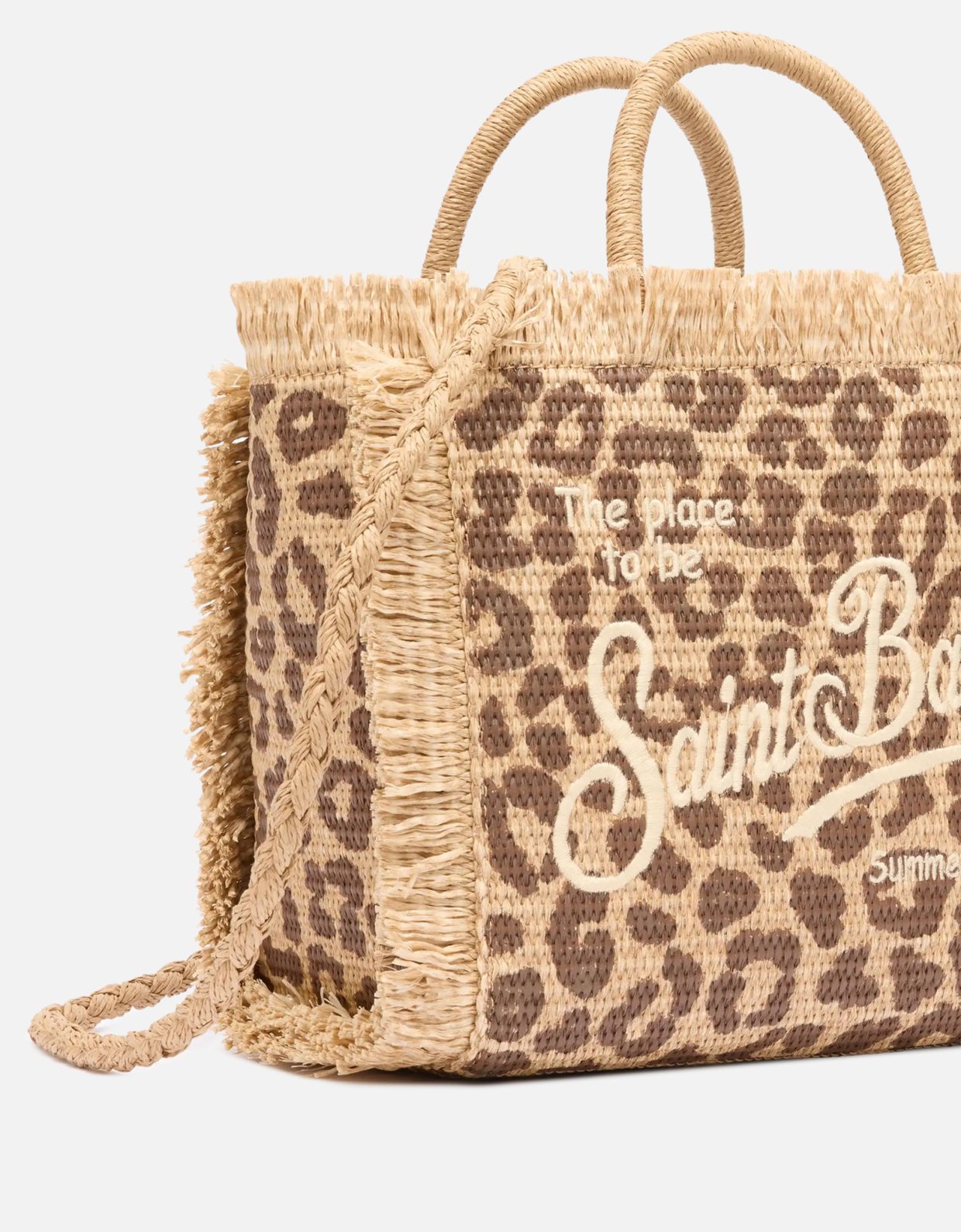 MC2 Saint Barth Colette straw effect handbag with animalier print