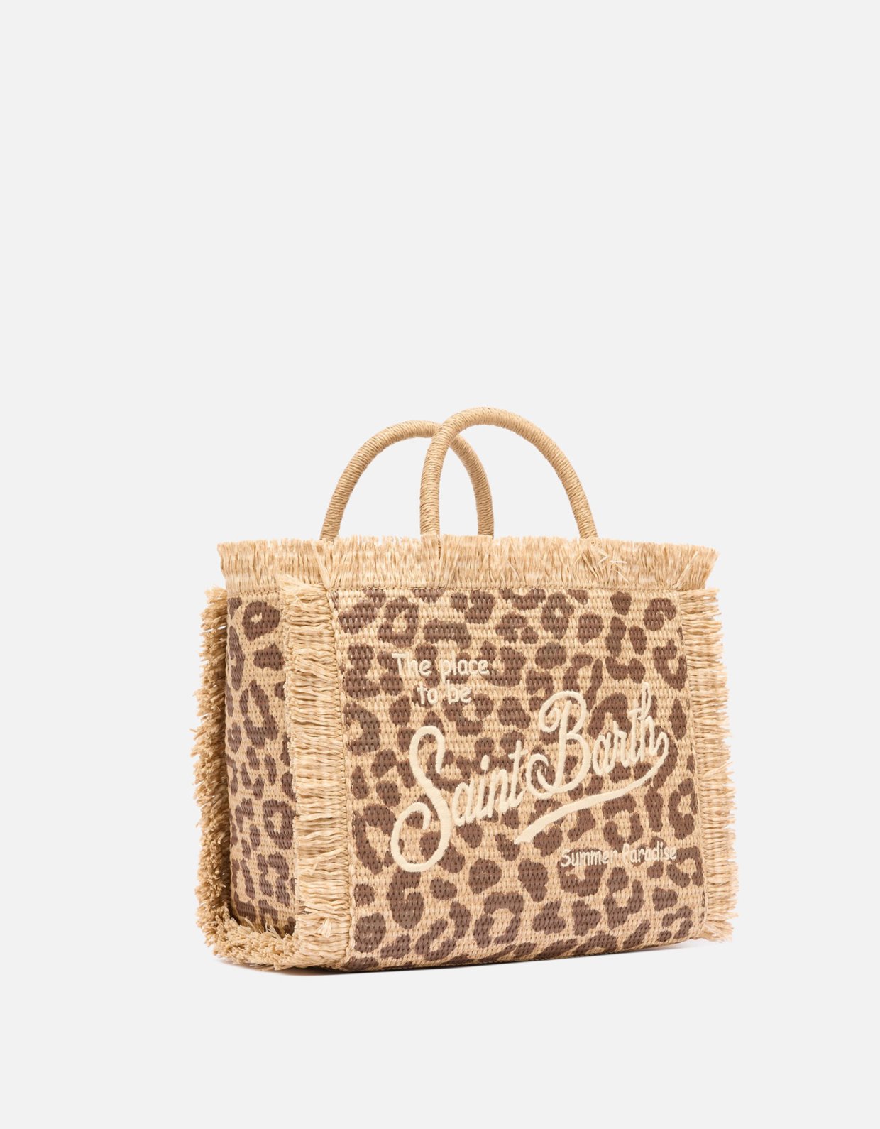 MC2 Saint Barth Colette straw effect handbag with animalier print
