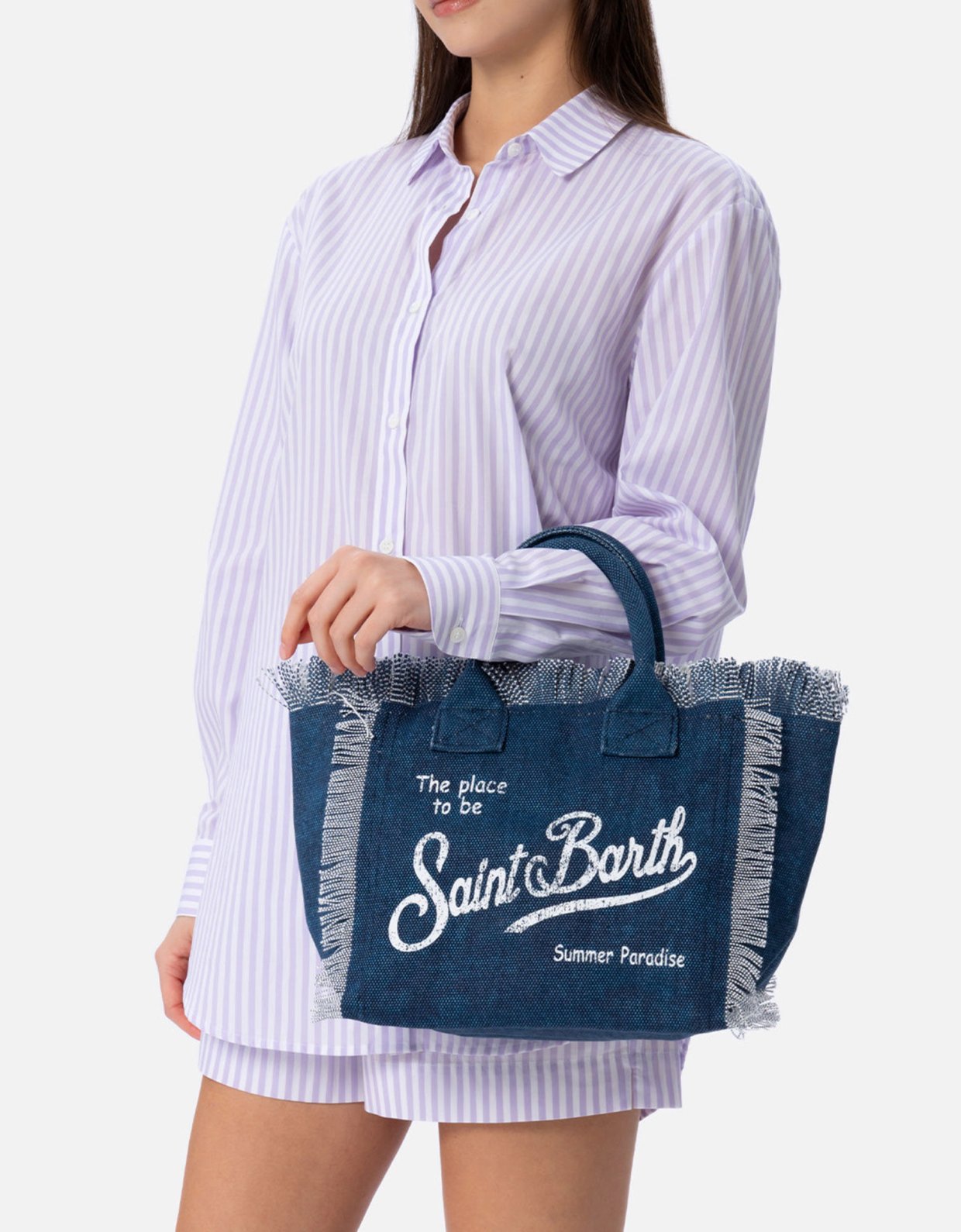 MC2 Saint Barth Colette indigo cotton canvas handbag