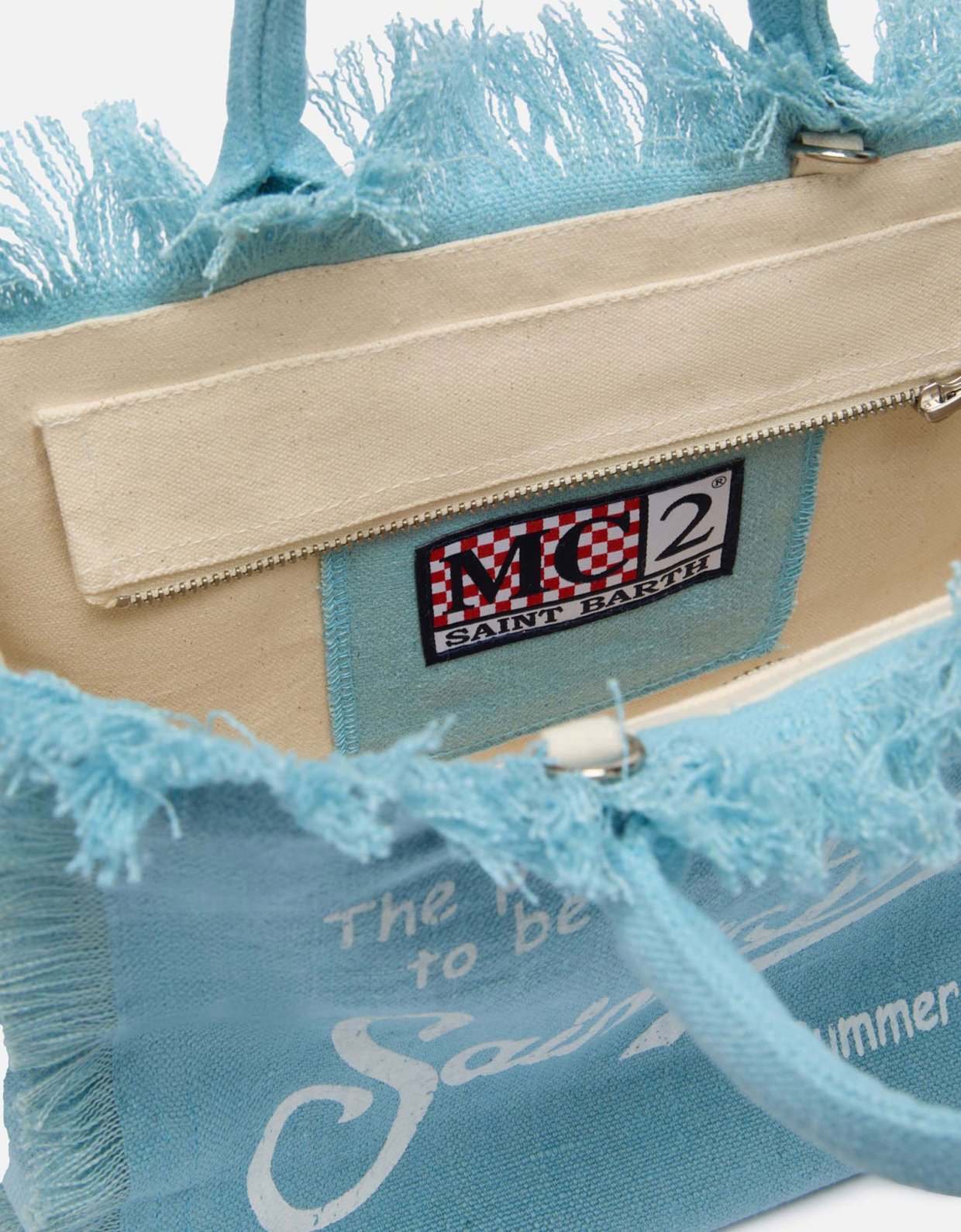 MC2 Saint Barth Colette linen light blue handbag