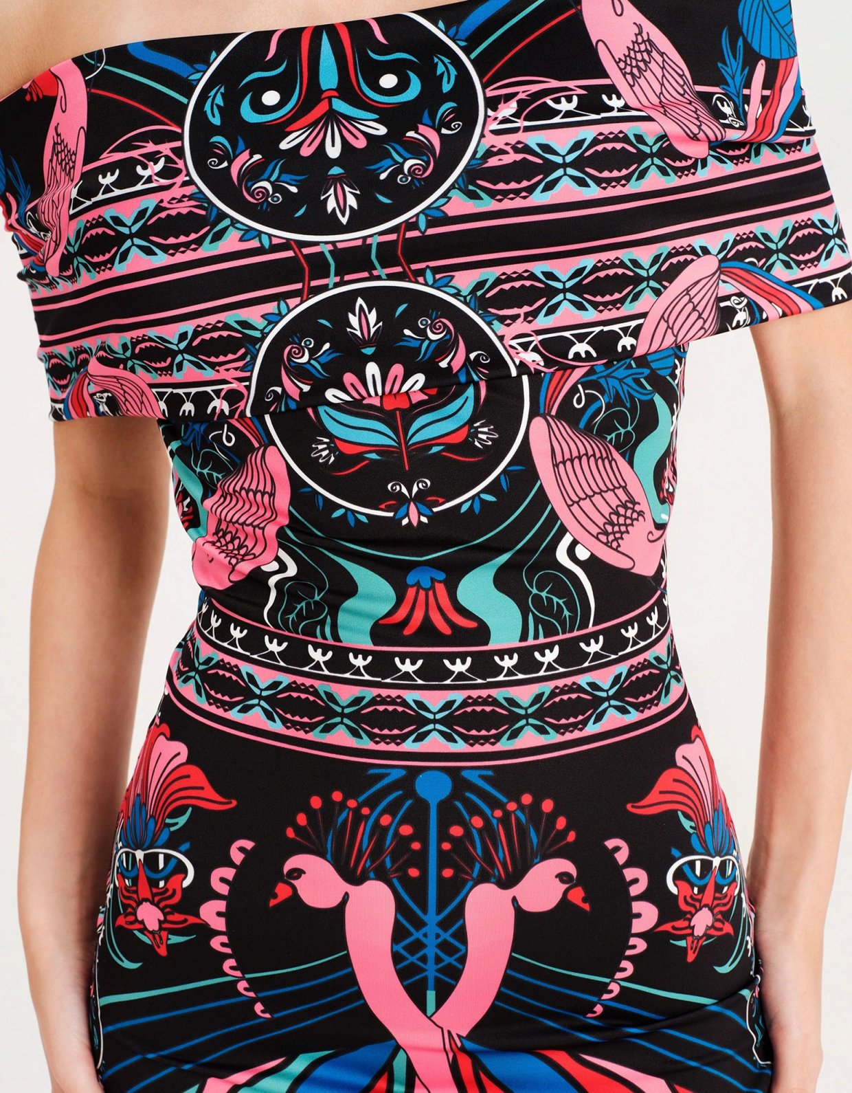 Peace and Chaos Cosmology bodycon mini dress
