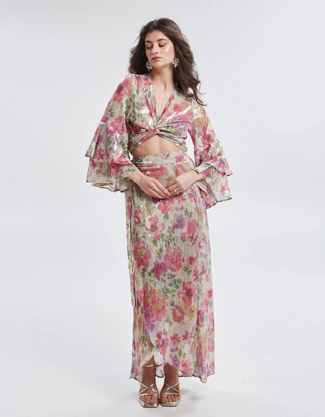 Ananke Clothing Amaris pleated floral wrap skirt