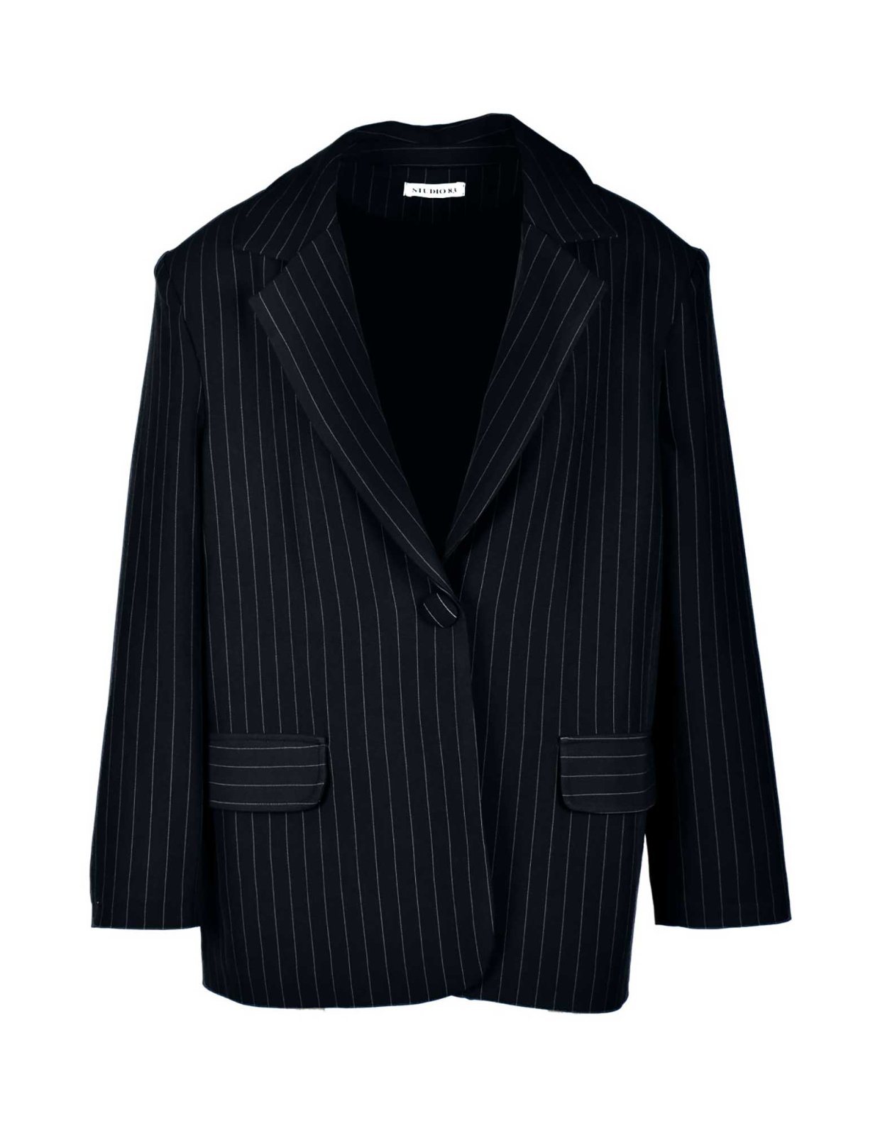 Studio 83 Stripes oversized blazer black