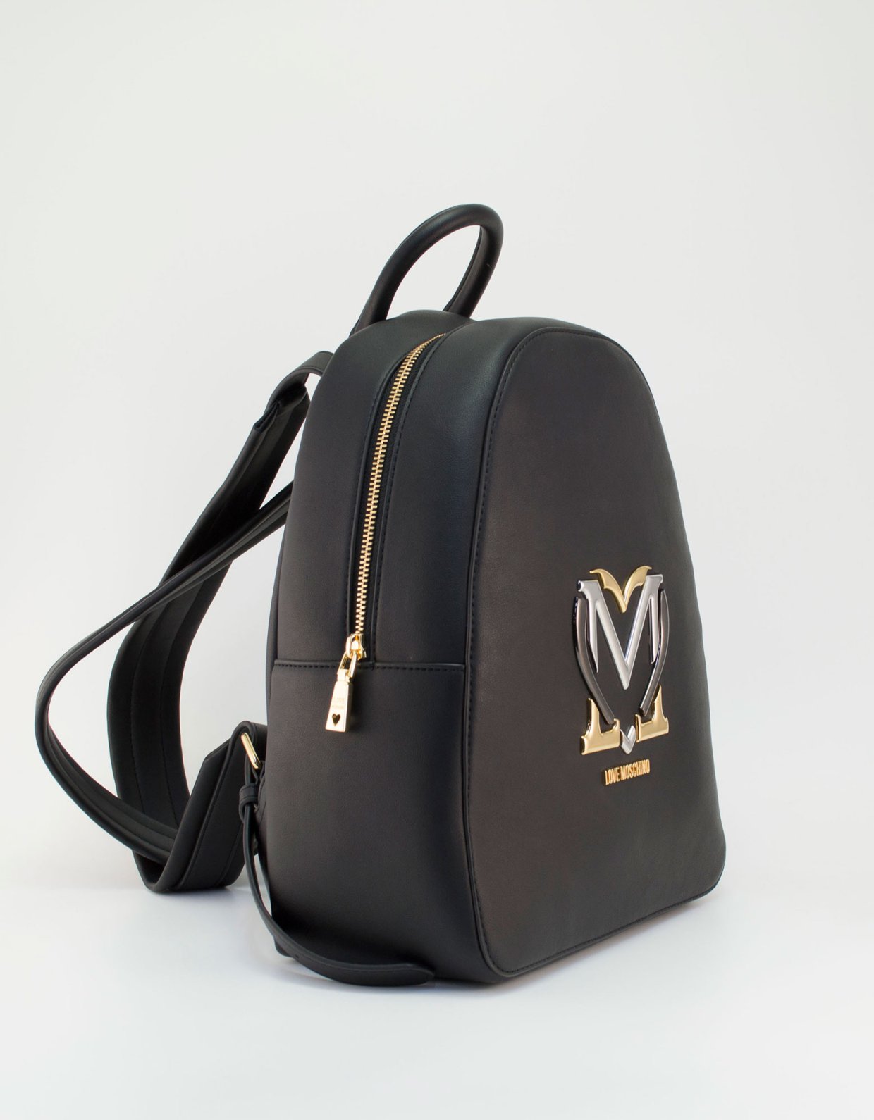 Love Moschino Backpack heart metallic logo black