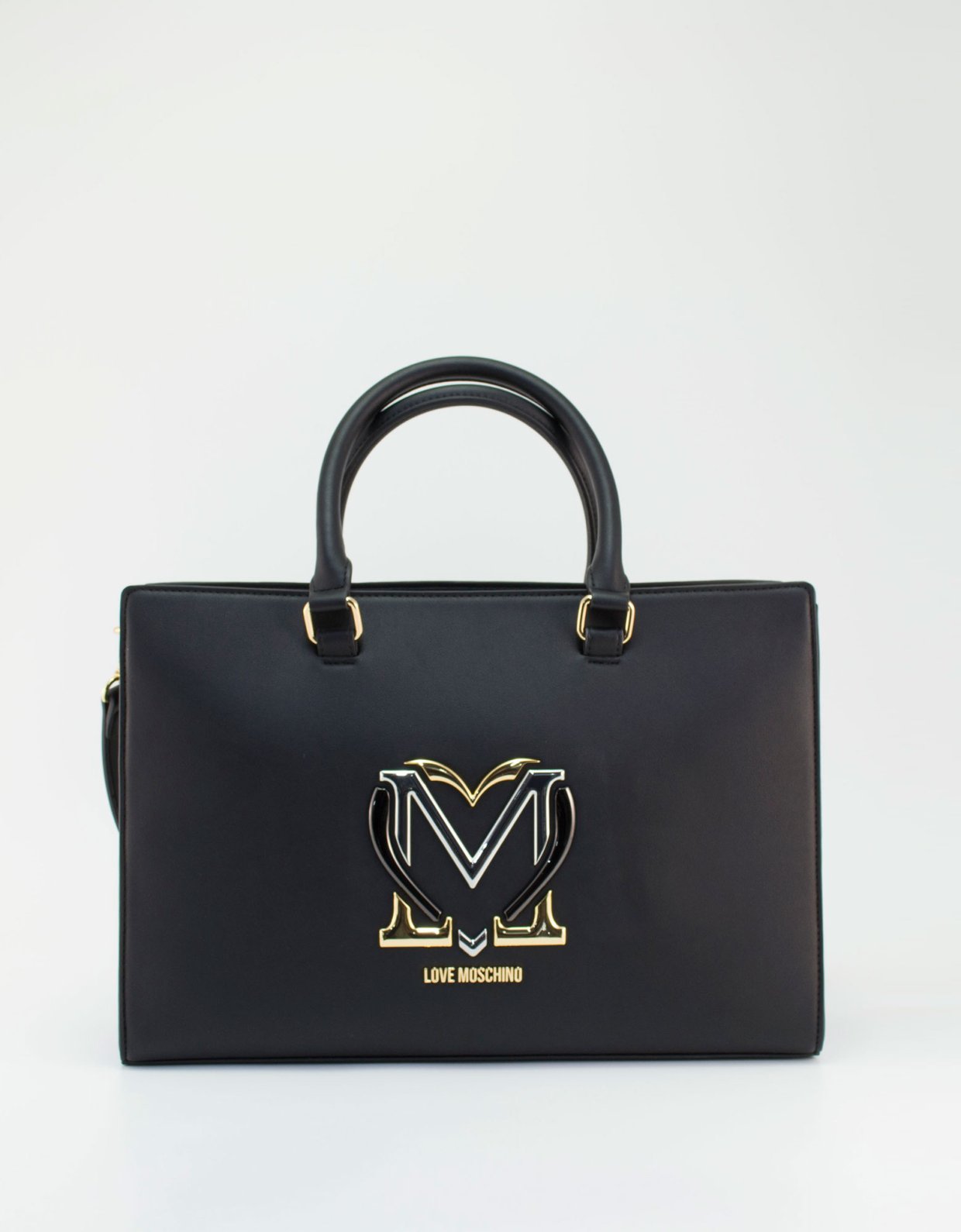 Love Moschino Shoulder bag heart metallic logo black