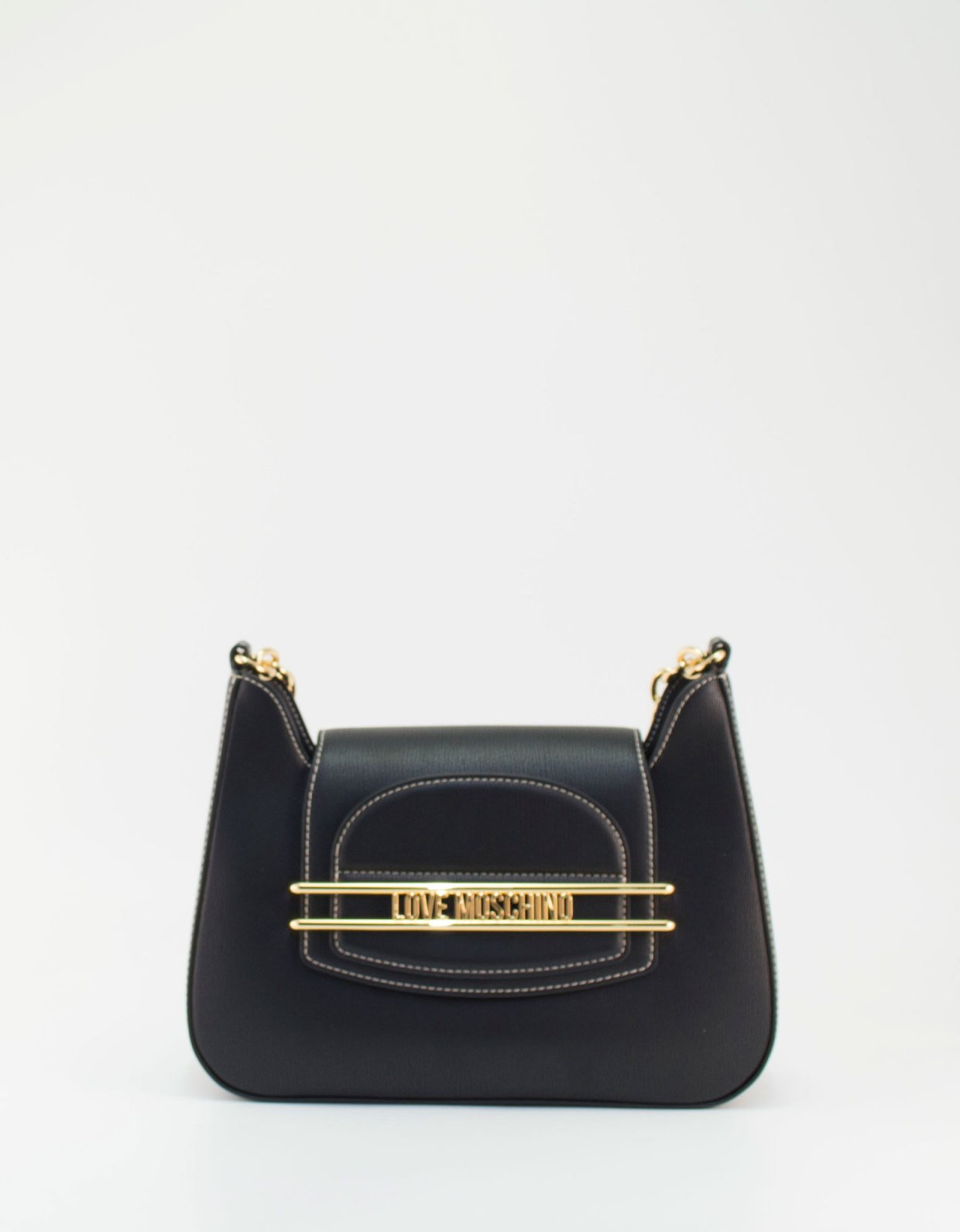 Love Moschino Mini shoulder bag chain metallic logo black