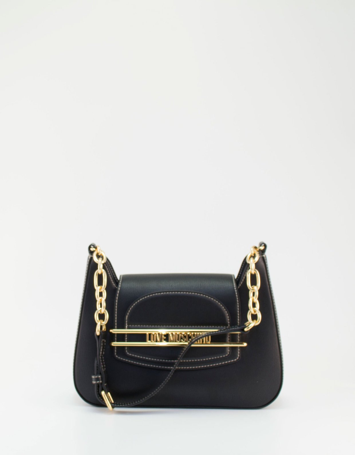 Love Moschino Mini shoulder bag chain metallic logo black