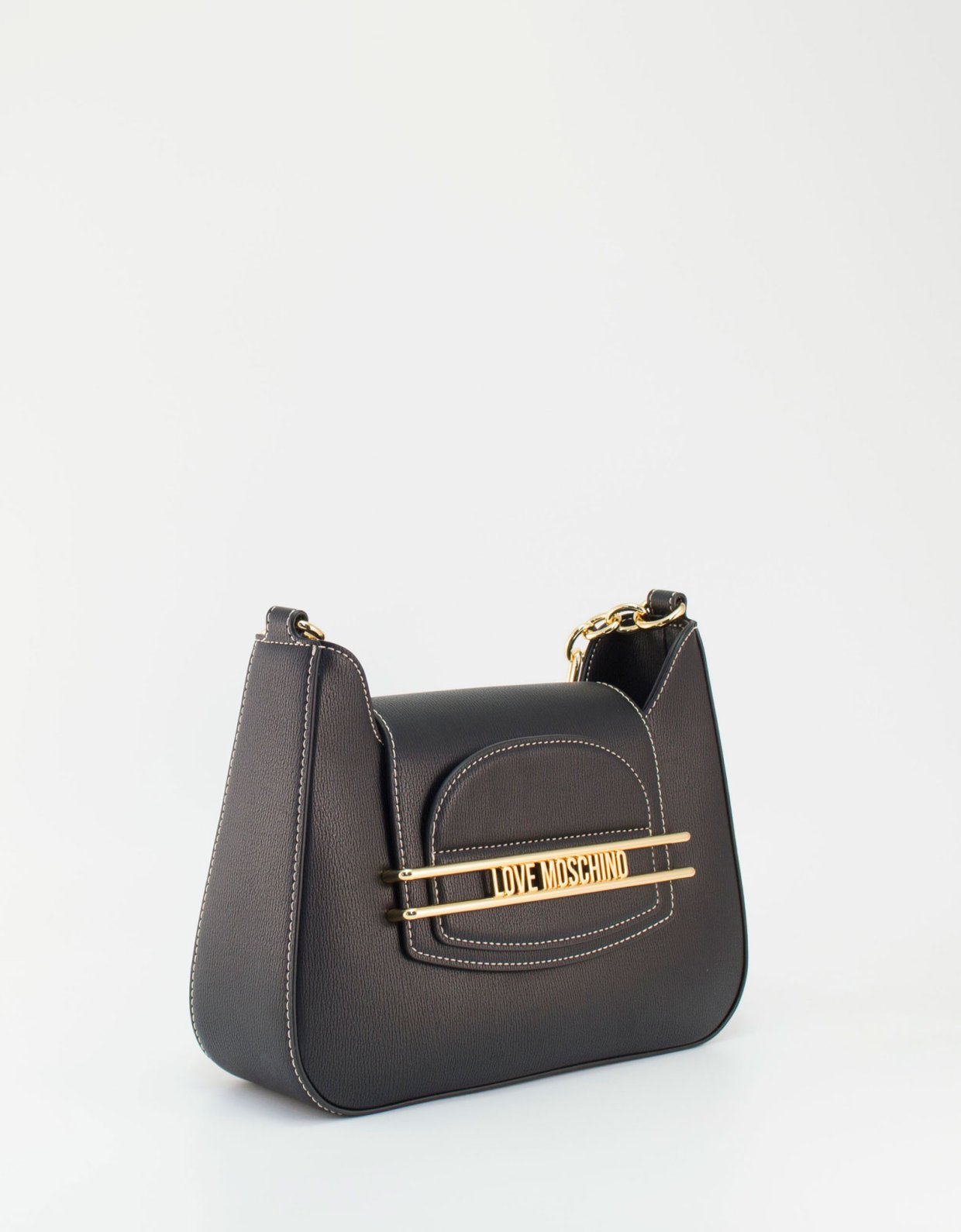 Love Moschino Mini shoulder bag chain metallic logo black