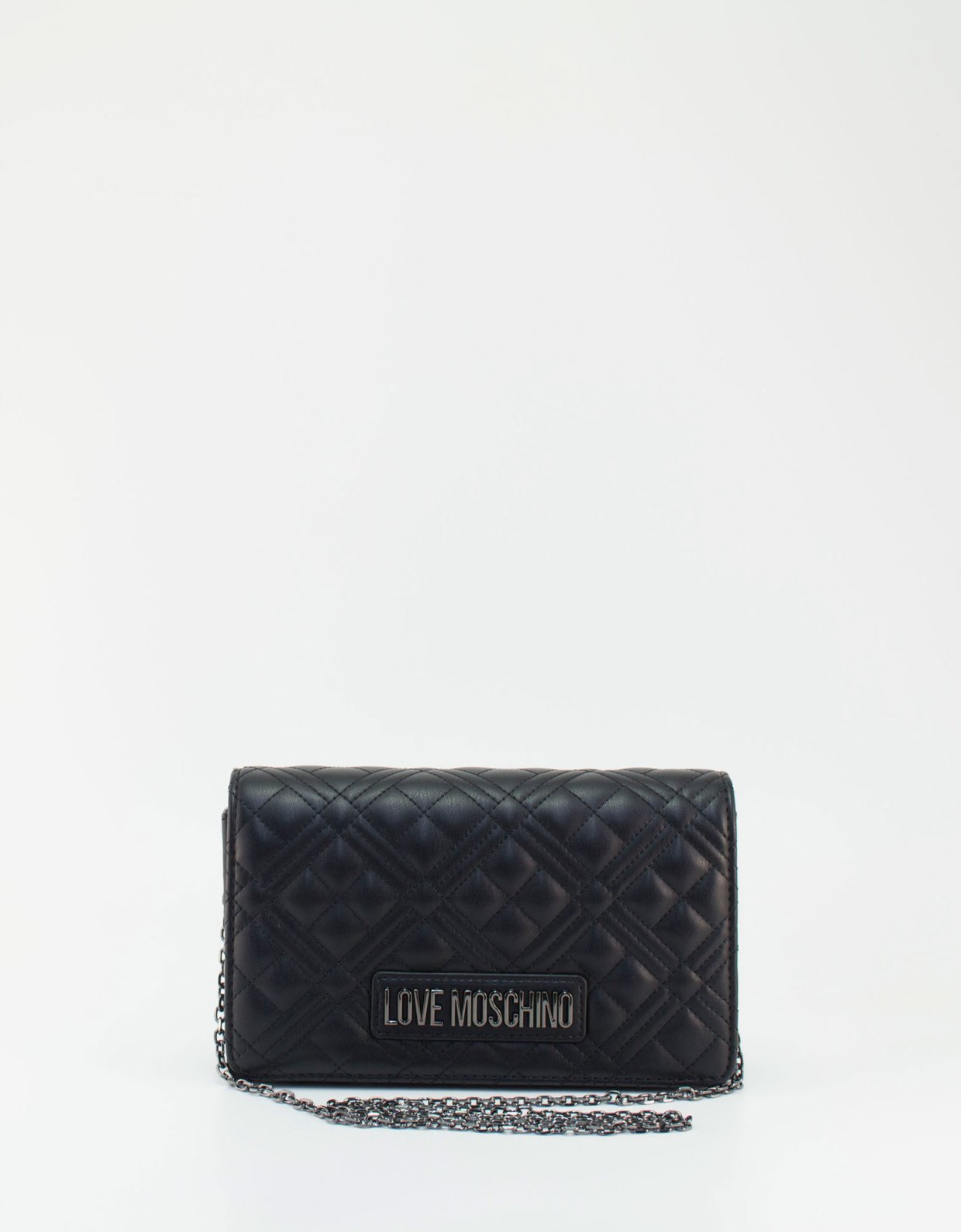 Love Moschino Quilted smart clutch bag black nickel