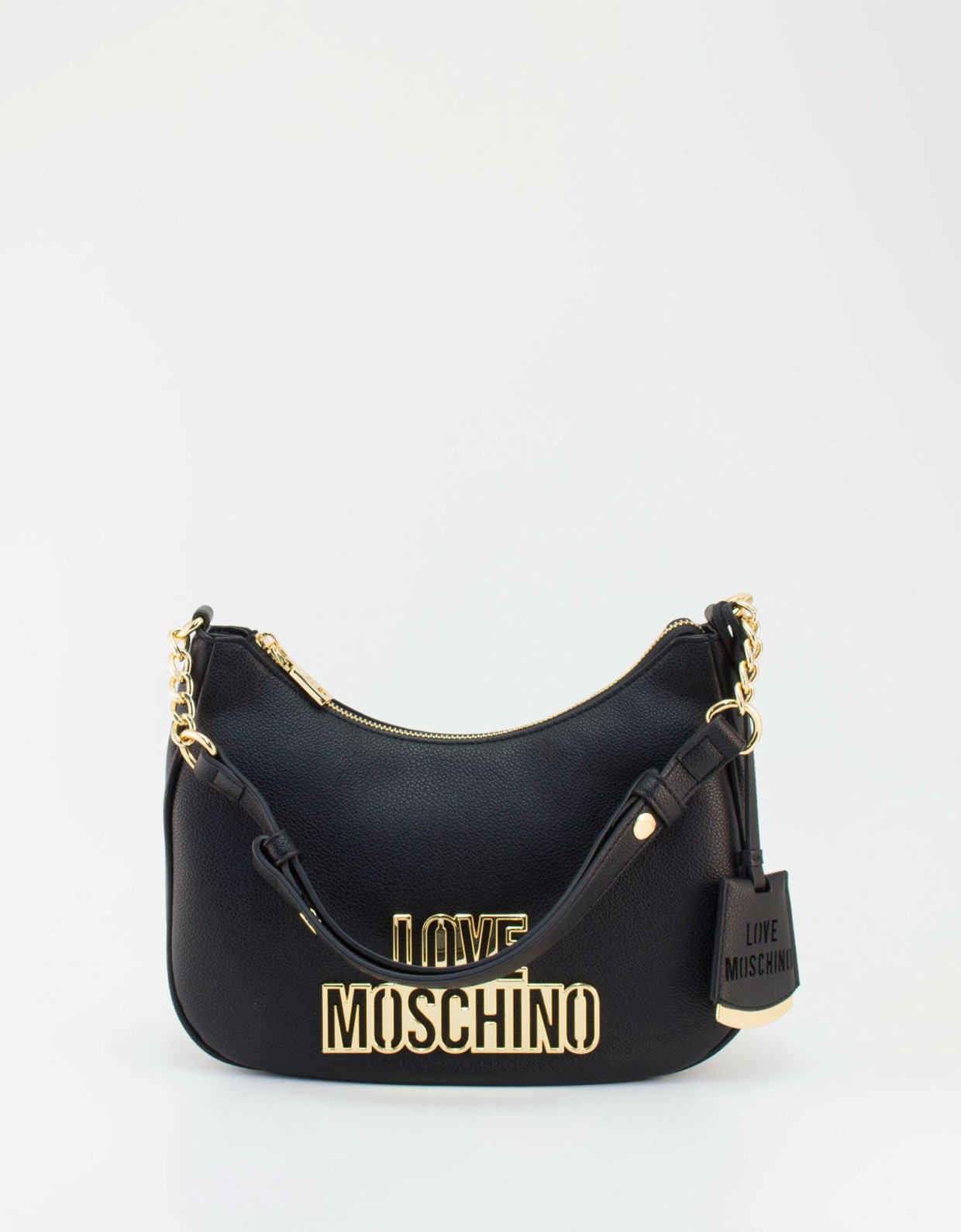 Love Moschino Mini hobo bag metallic logo black