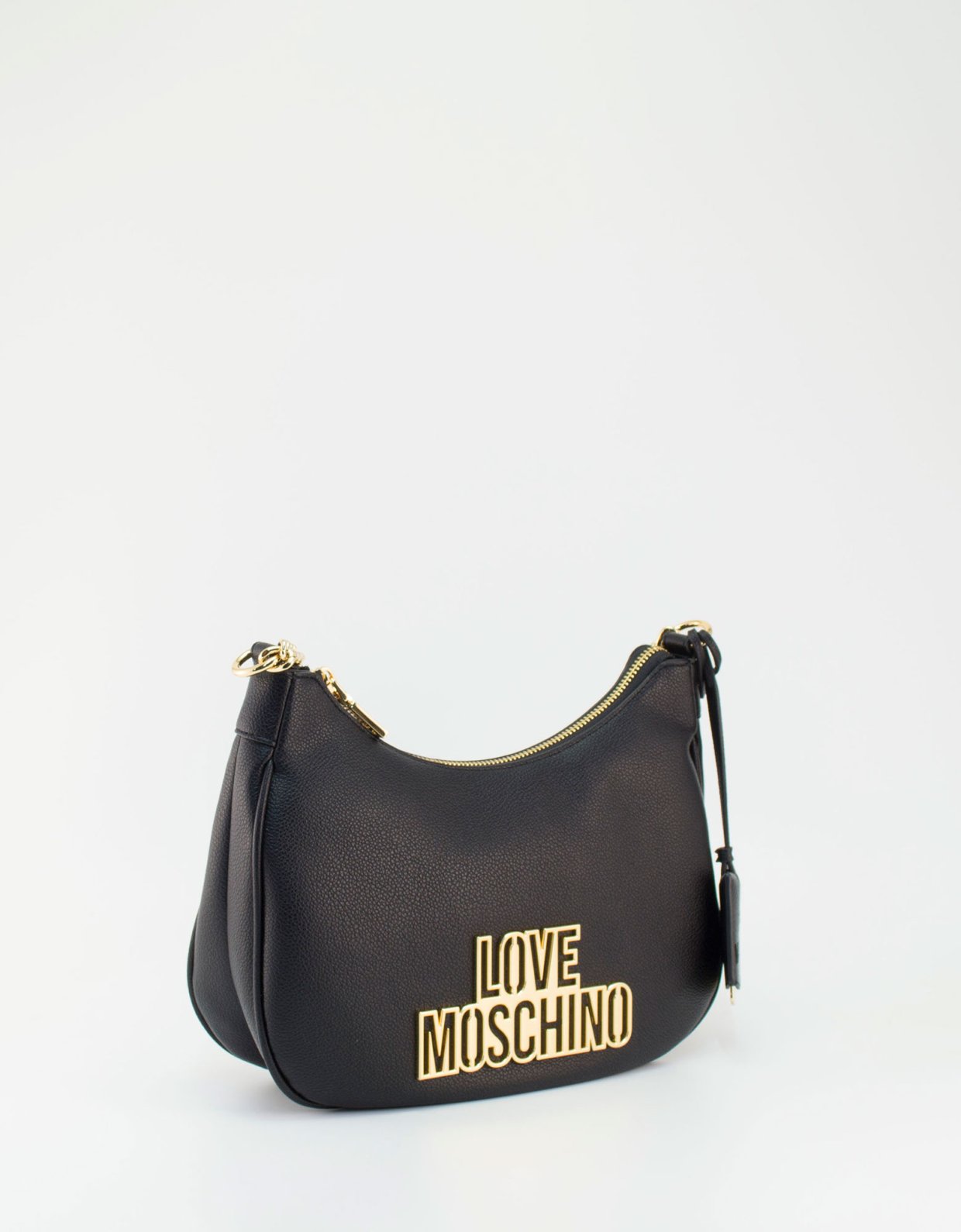 Love Moschino Mini hobo bag metallic logo black