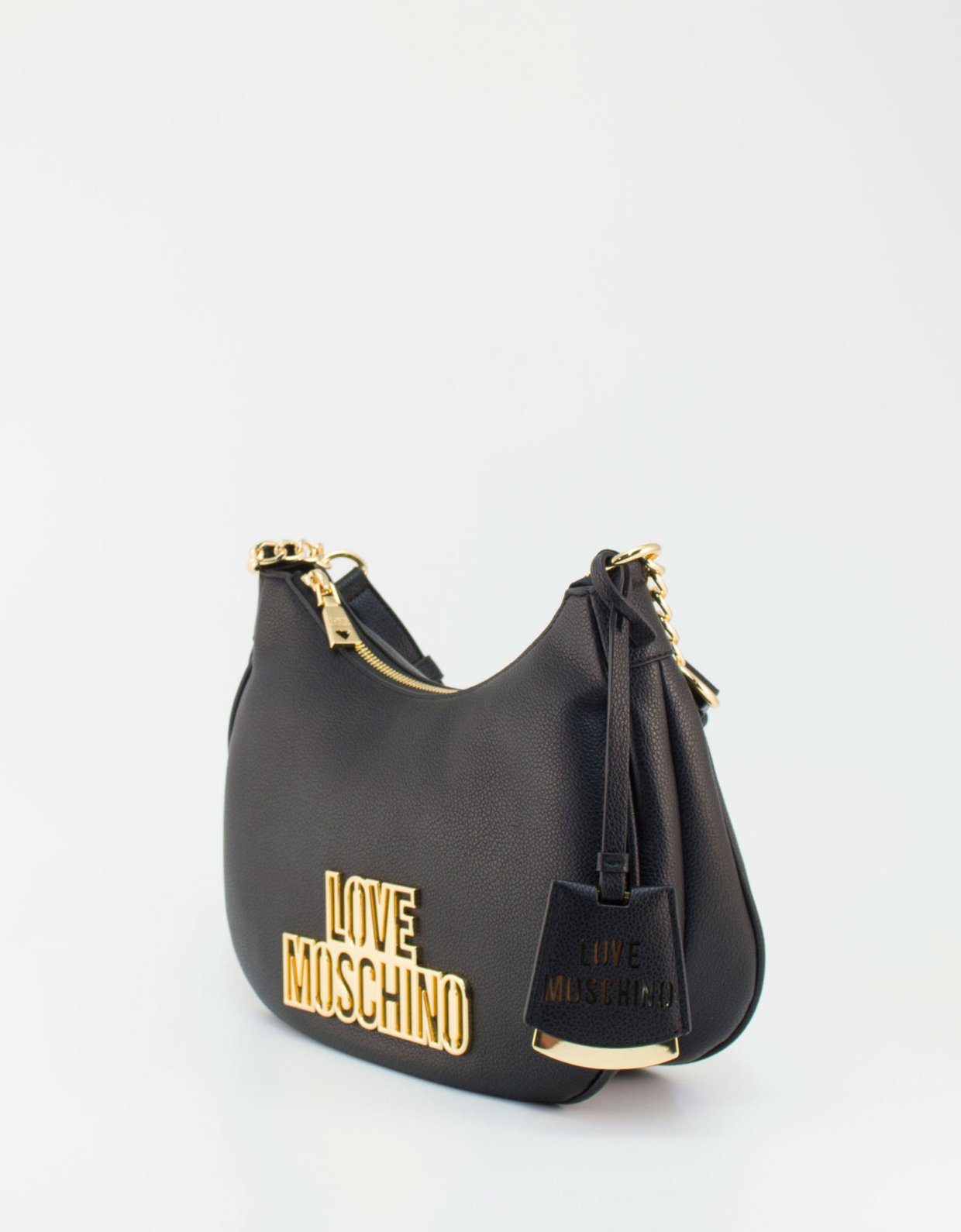 Love Moschino Mini hobo bag metallic logo black