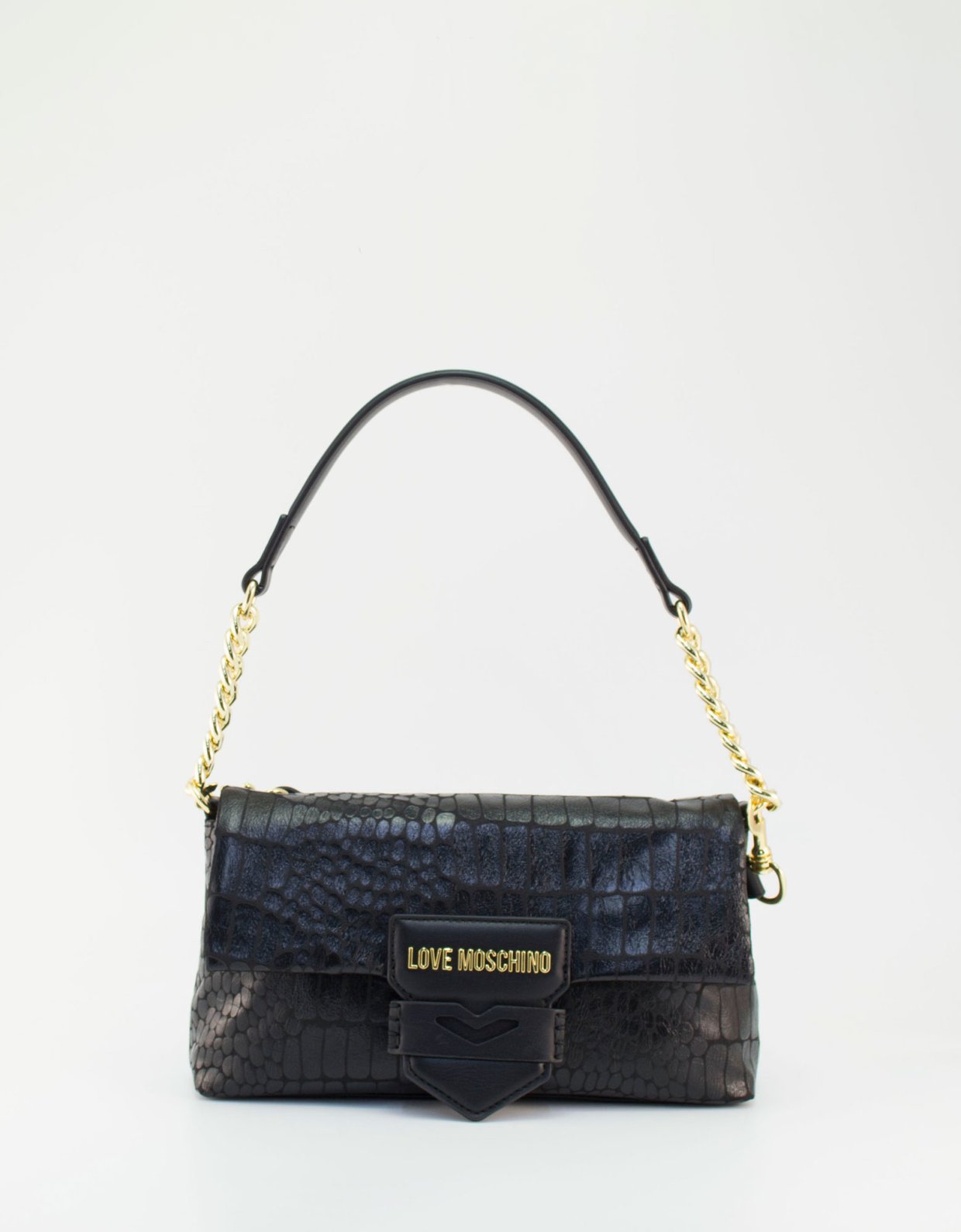 Love Moschino Mini shoulder/crossbody croco bag black