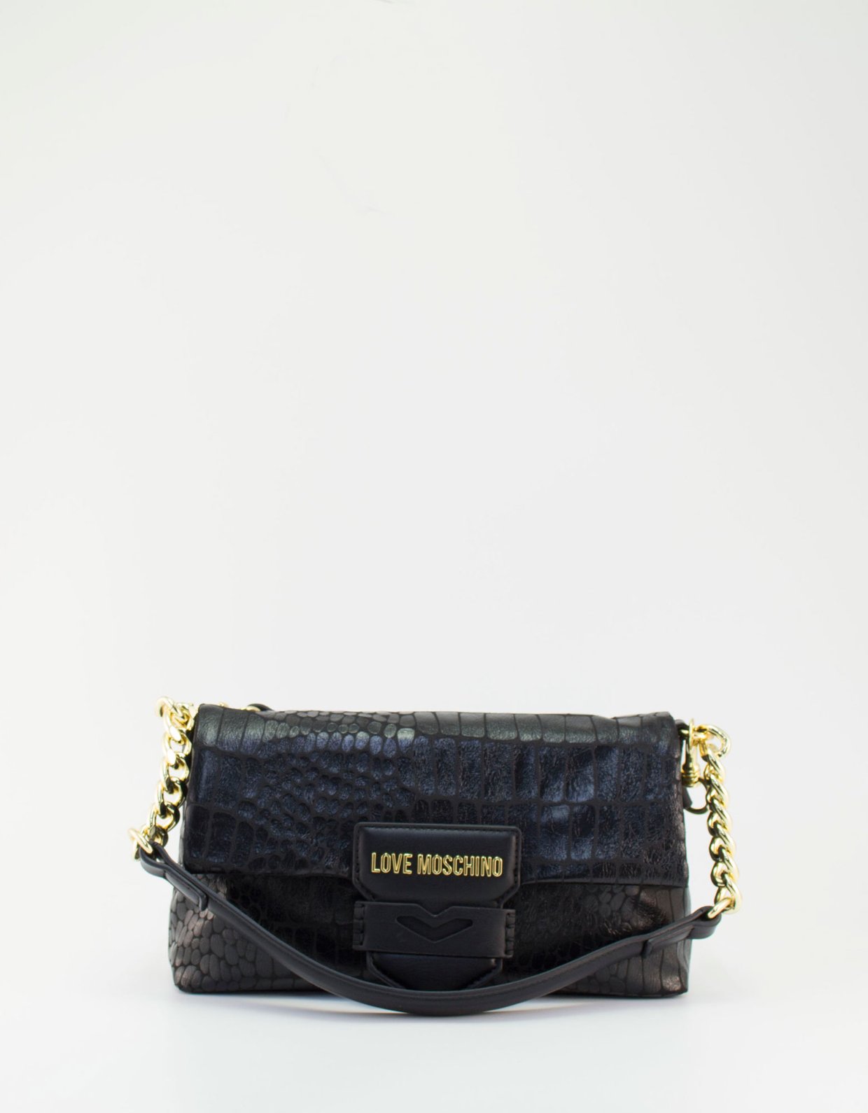 Love Moschino Mini shoulder/crossbody croco bag black