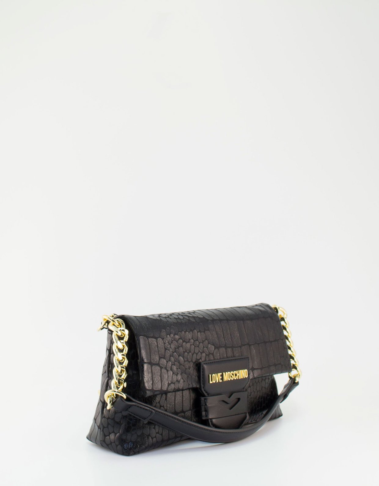 Love Moschino Mini shoulder/crossbody croco bag black