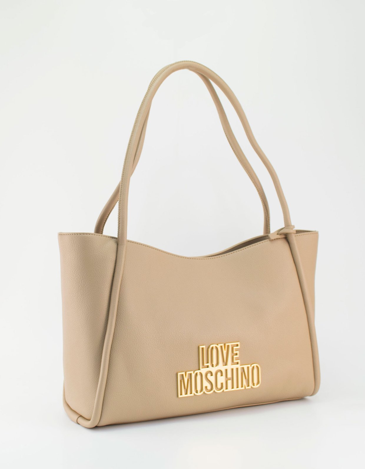 Love Moschino Shoulder bag metallic logo crema