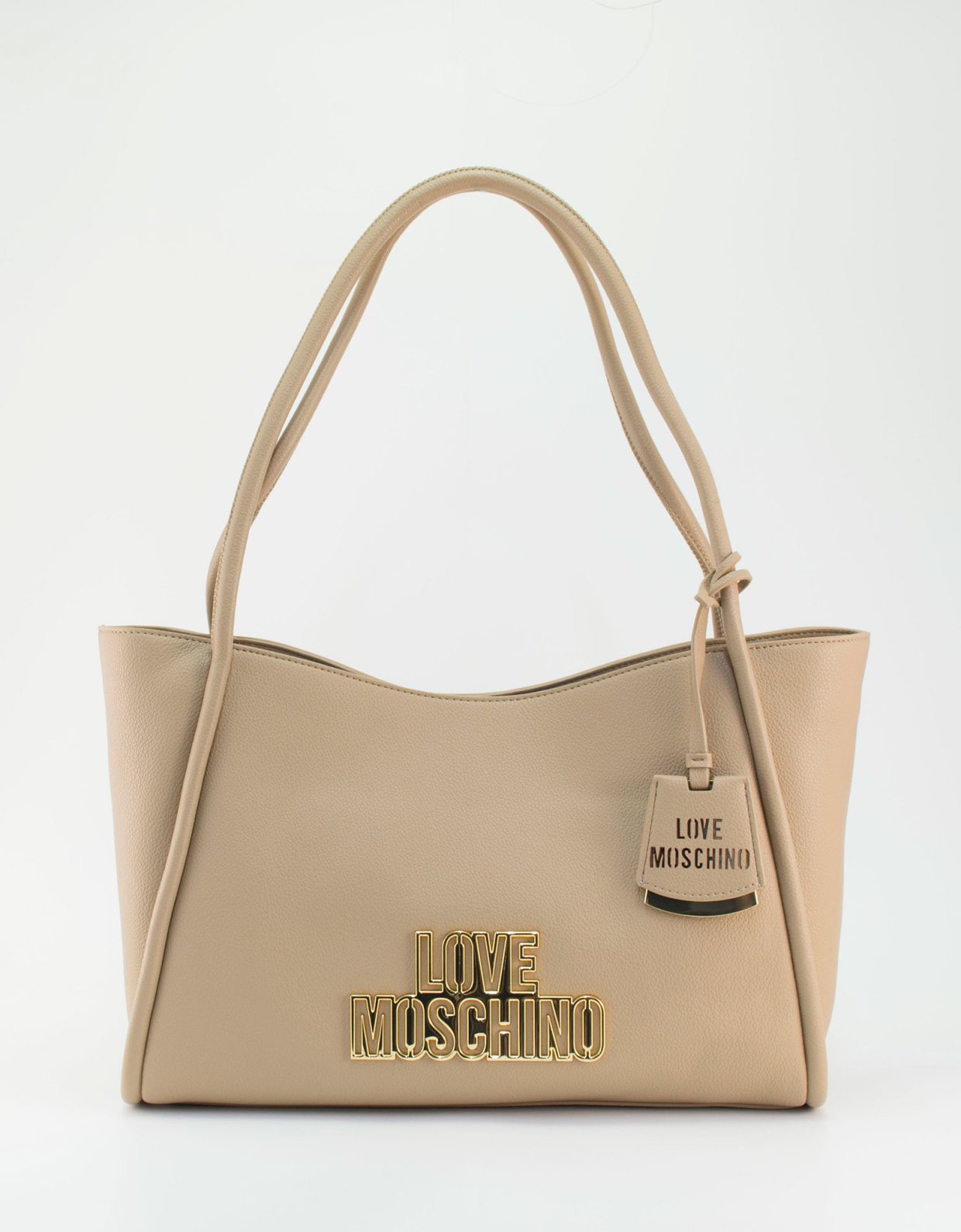 Love Moschino Shoulder bag metallic logo crema