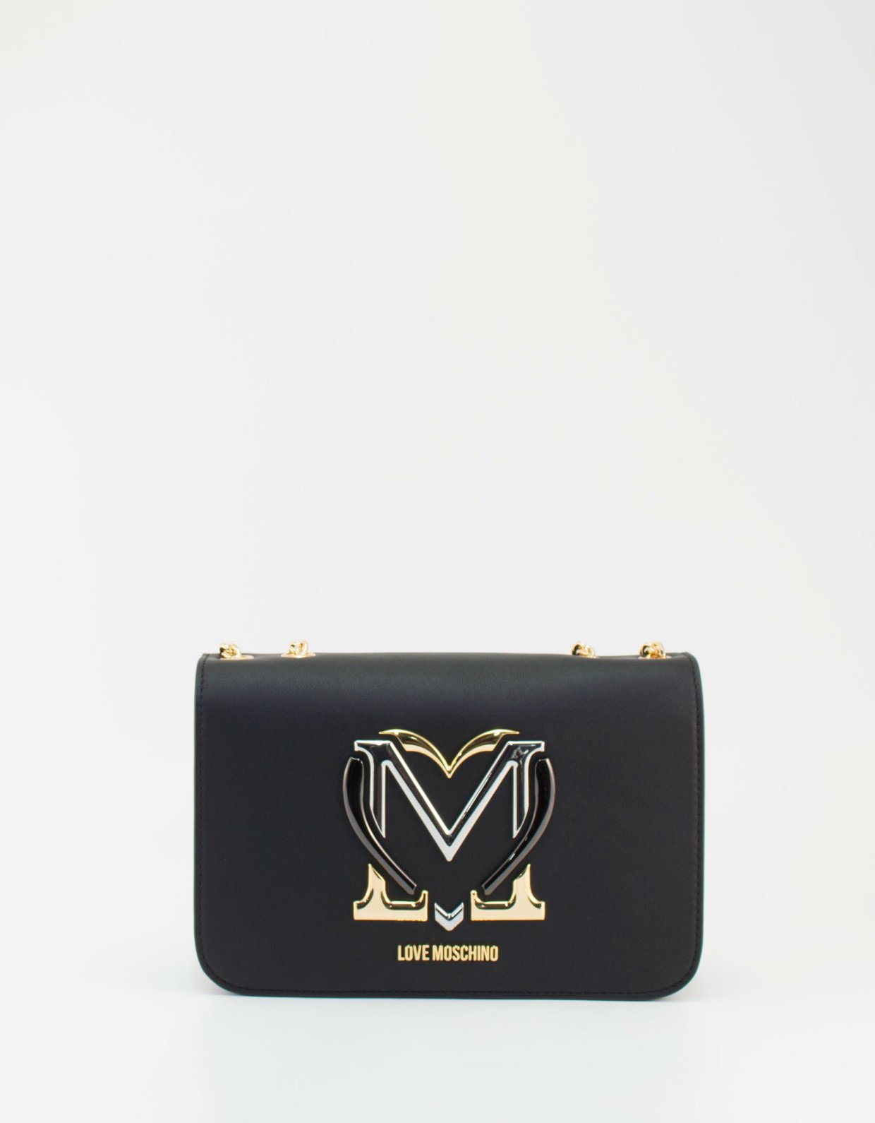 Love Moschino Crossbody flap bag heart logo black