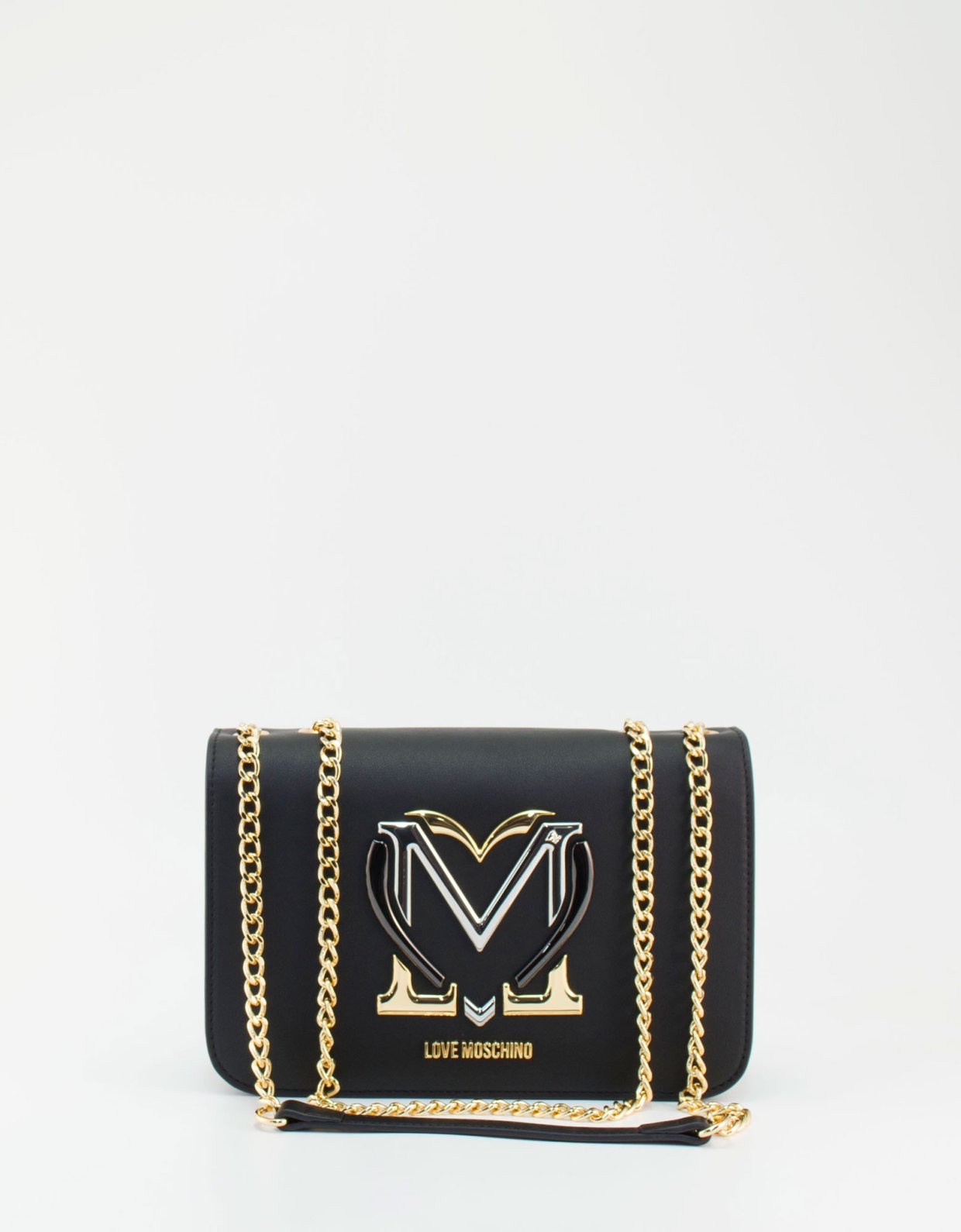 Love Moschino Crossbody flap bag heart logo black