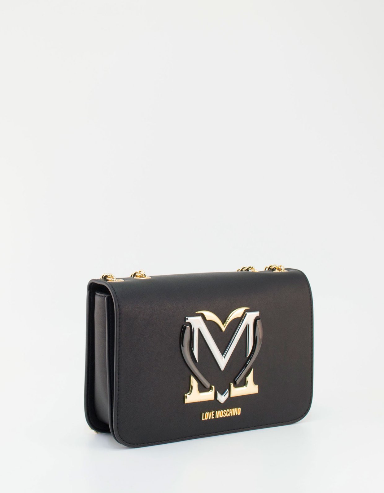 Love Moschino Crossbody flap bag heart logo black