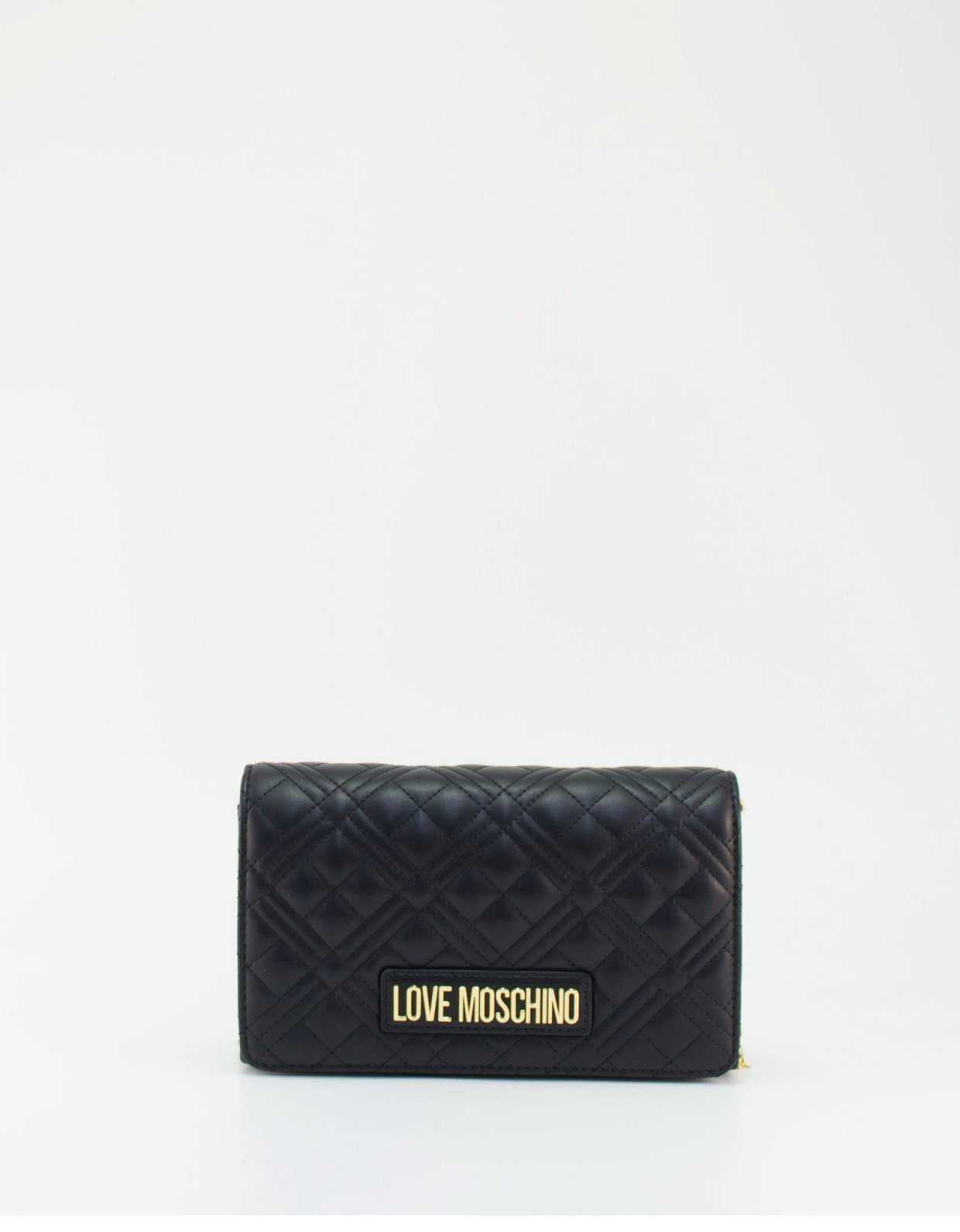 Love Moschino Quilted smart clutch bag black gold