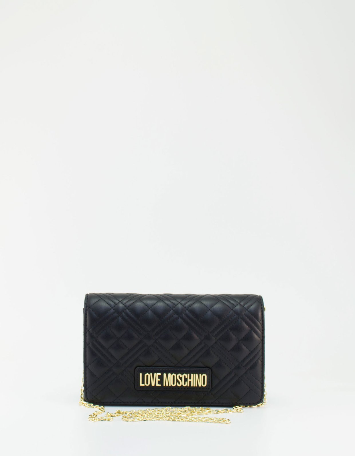 Love Moschino Quilted smart clutch bag black gold