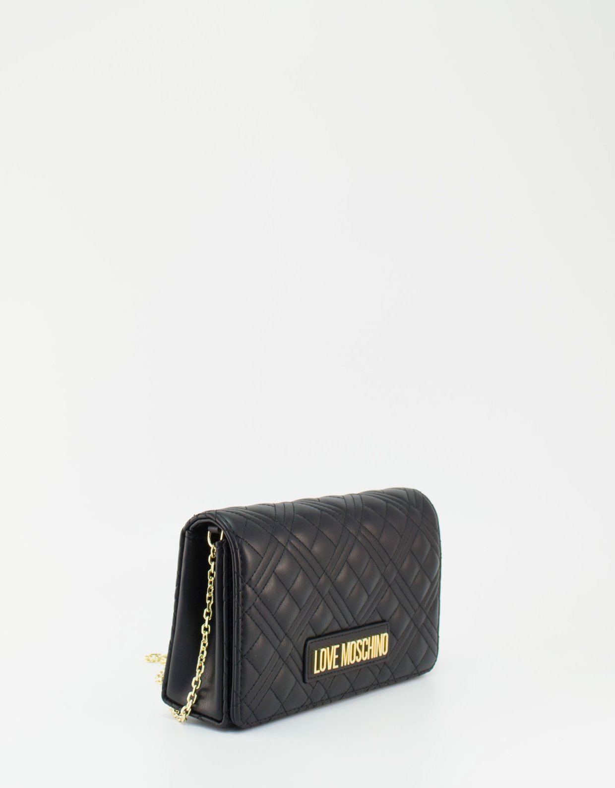 Love Moschino Quilted smart clutch bag black gold