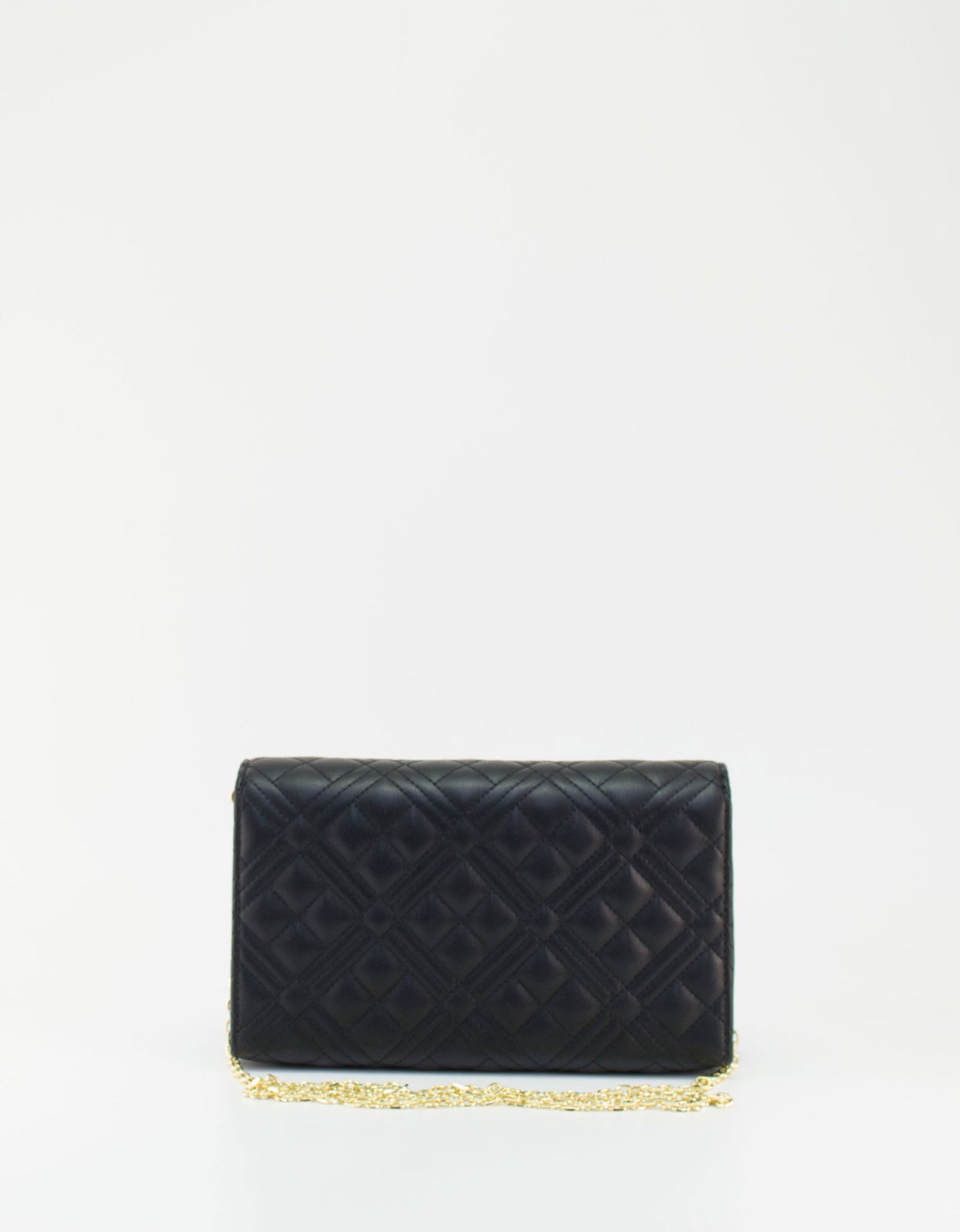 Love Moschino Quilted smart clutch bag black gold