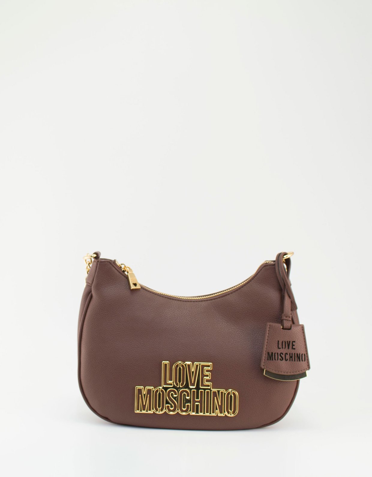 Love Moschino Mini hobo bag metallic logo moro