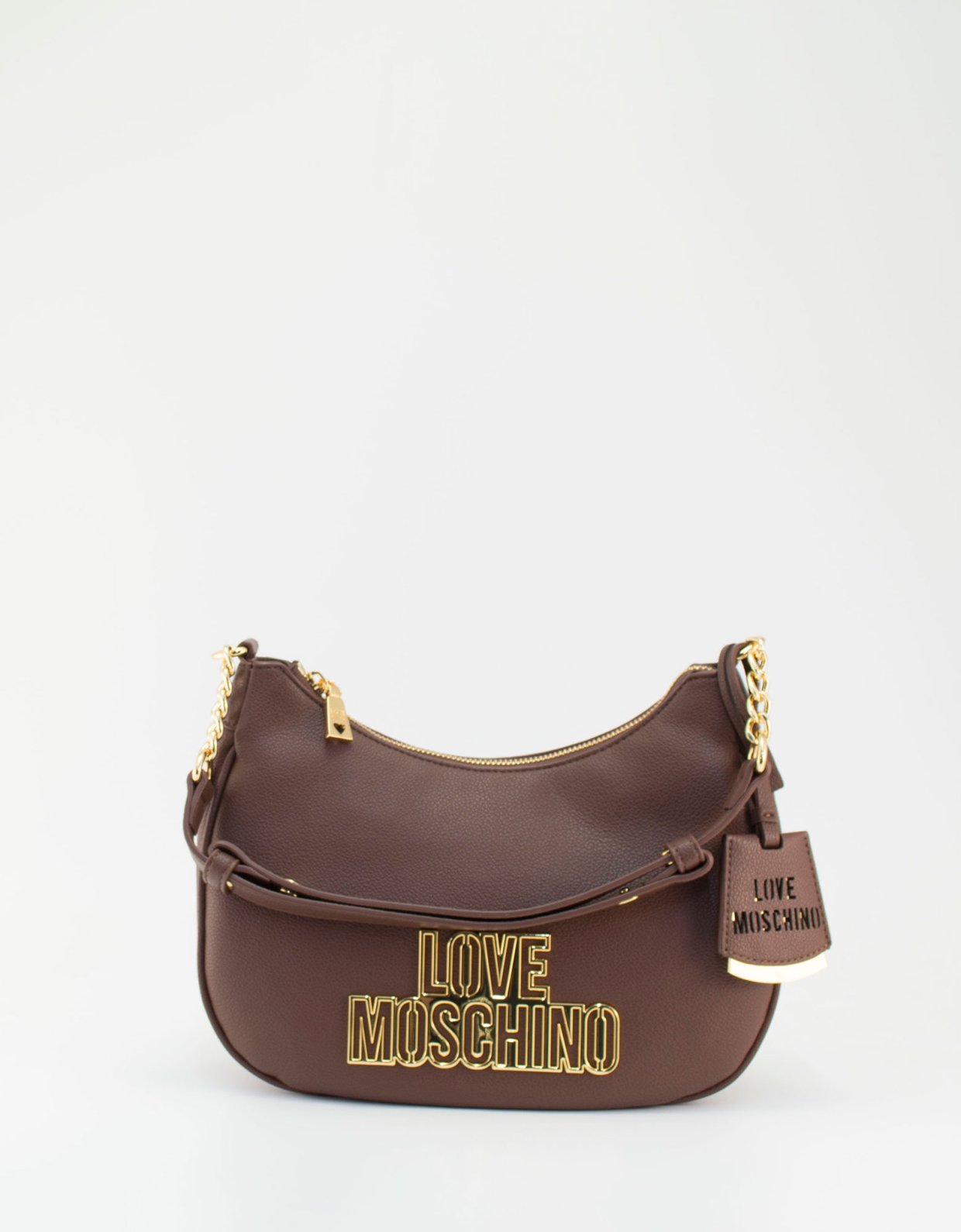 Love Moschino Mini hobo bag metallic logo moro